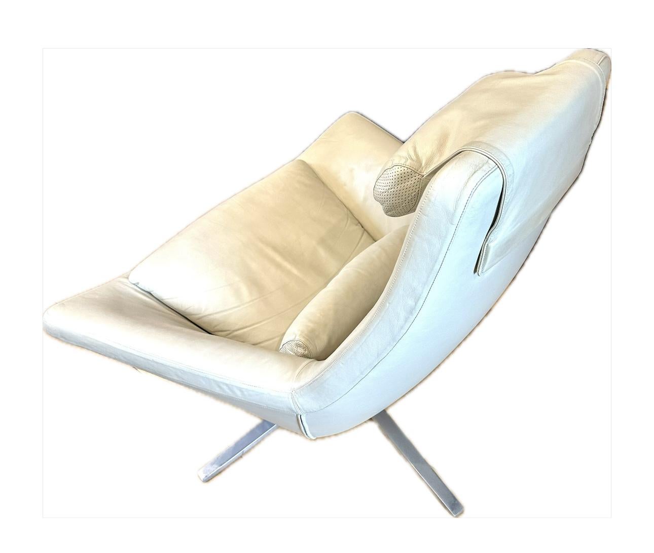 Metal B&B Italia Metropolitan Leather Swivel Chair and Ottoman. For Sale