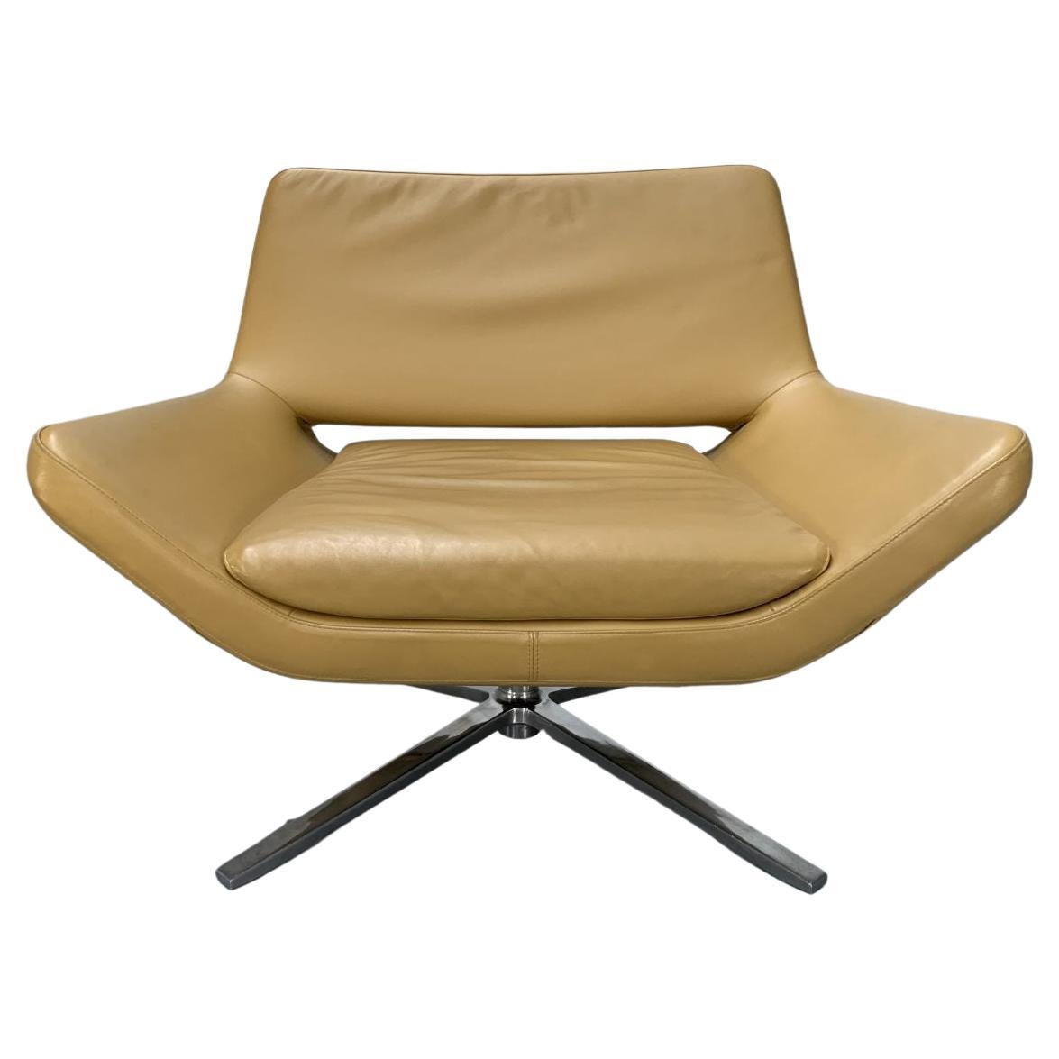 B&B Italia “Metropolitan ME84” Armchair In Tan “Gamma” Leather 4 Available