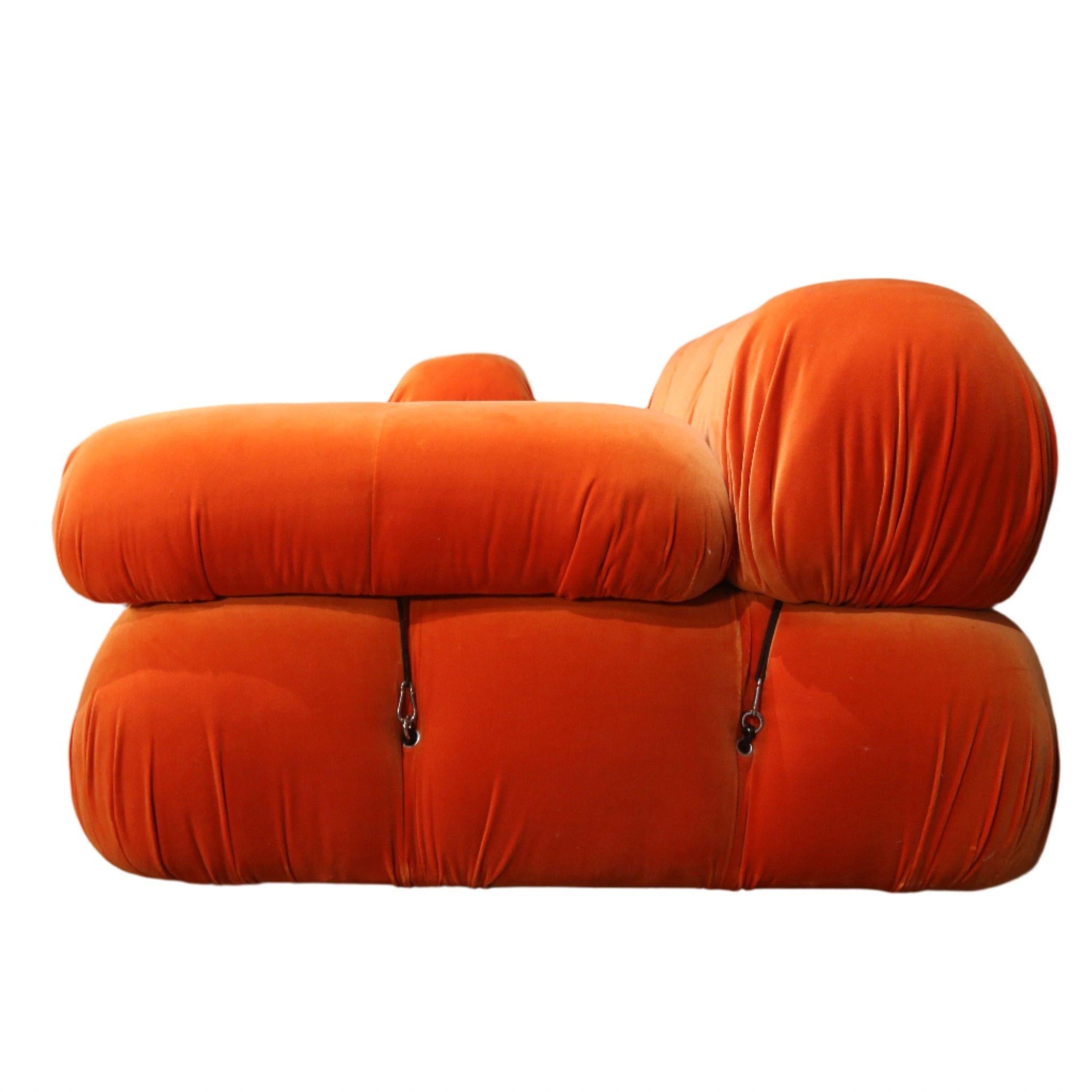 B&B Italia Orange Velvet Camaleonda Sofa by Mario Bellini 6