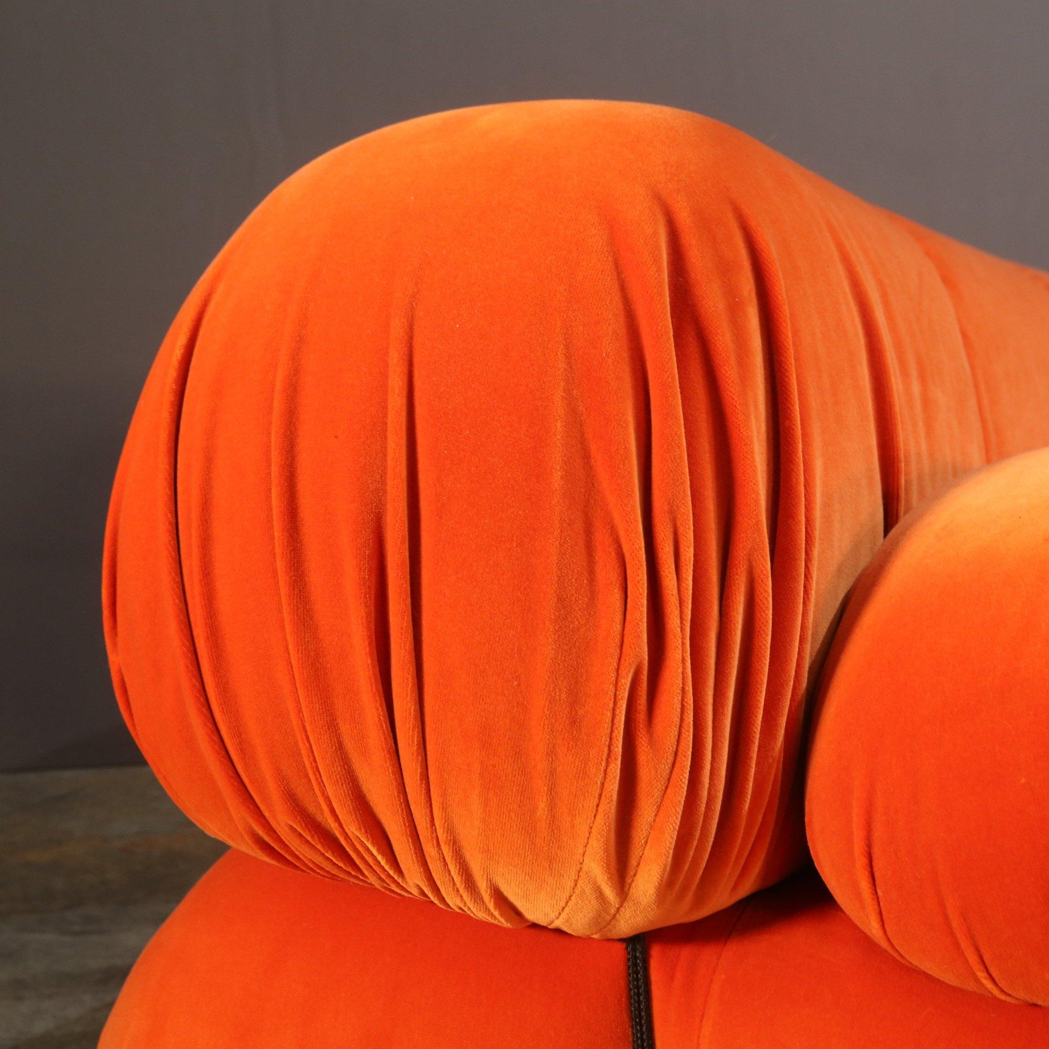 B&B Italia Orange Velvet Camaleonda Sofa by Mario Bellini 8