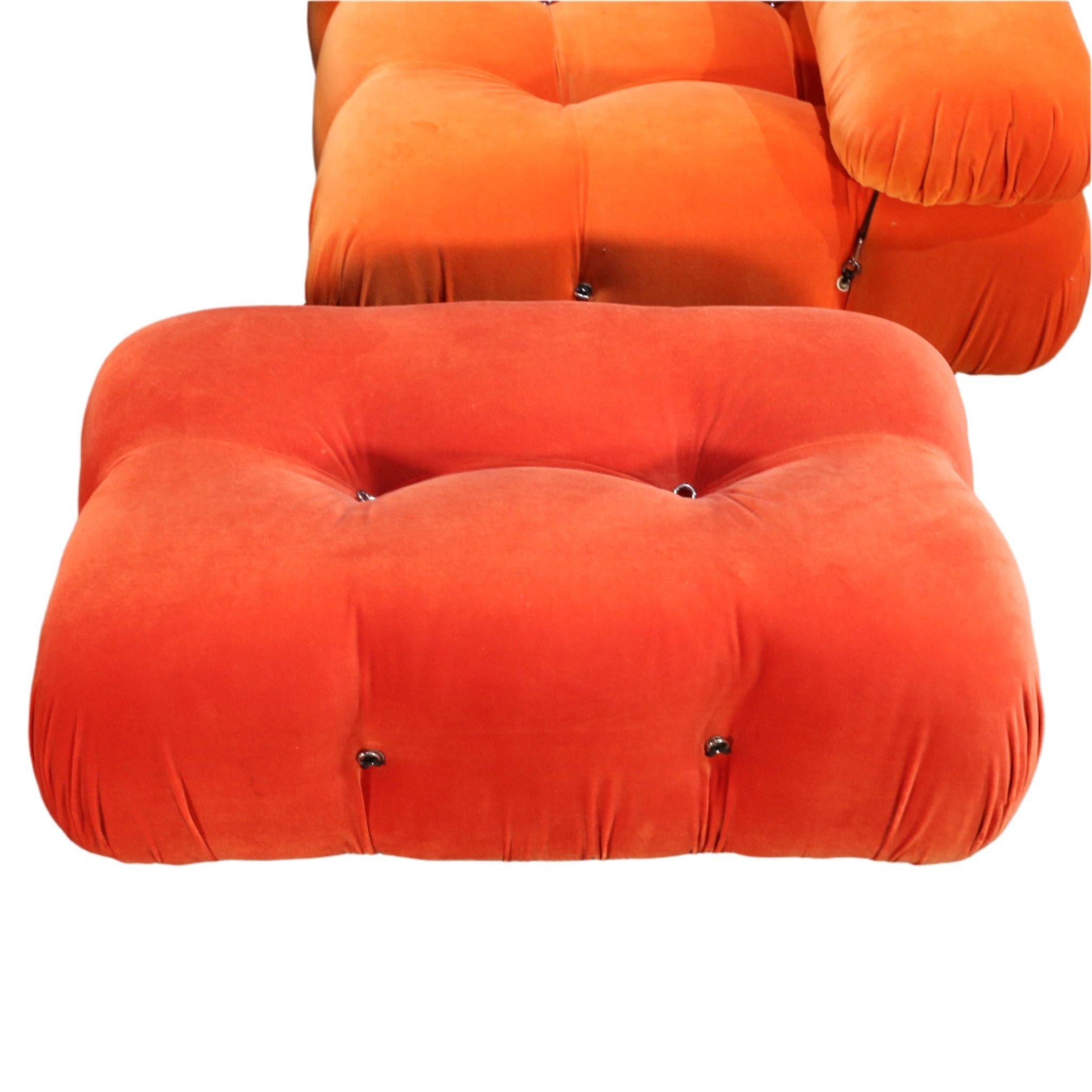 B&B Italia Orange Velvet Camaleonda Sofa by Mario Bellini 9