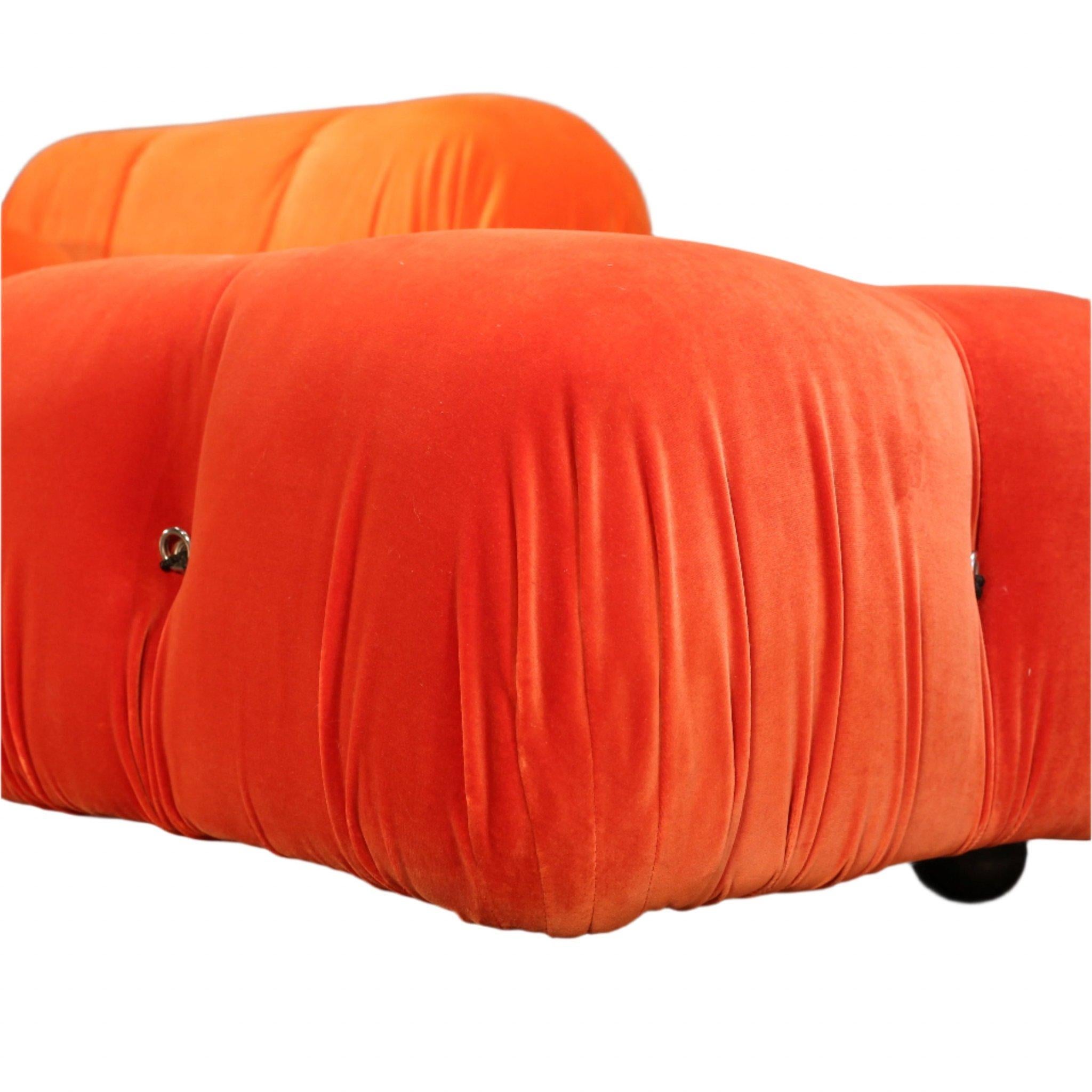 B&B Italia Orange Velvet Camaleonda Sofa by Mario Bellini 10