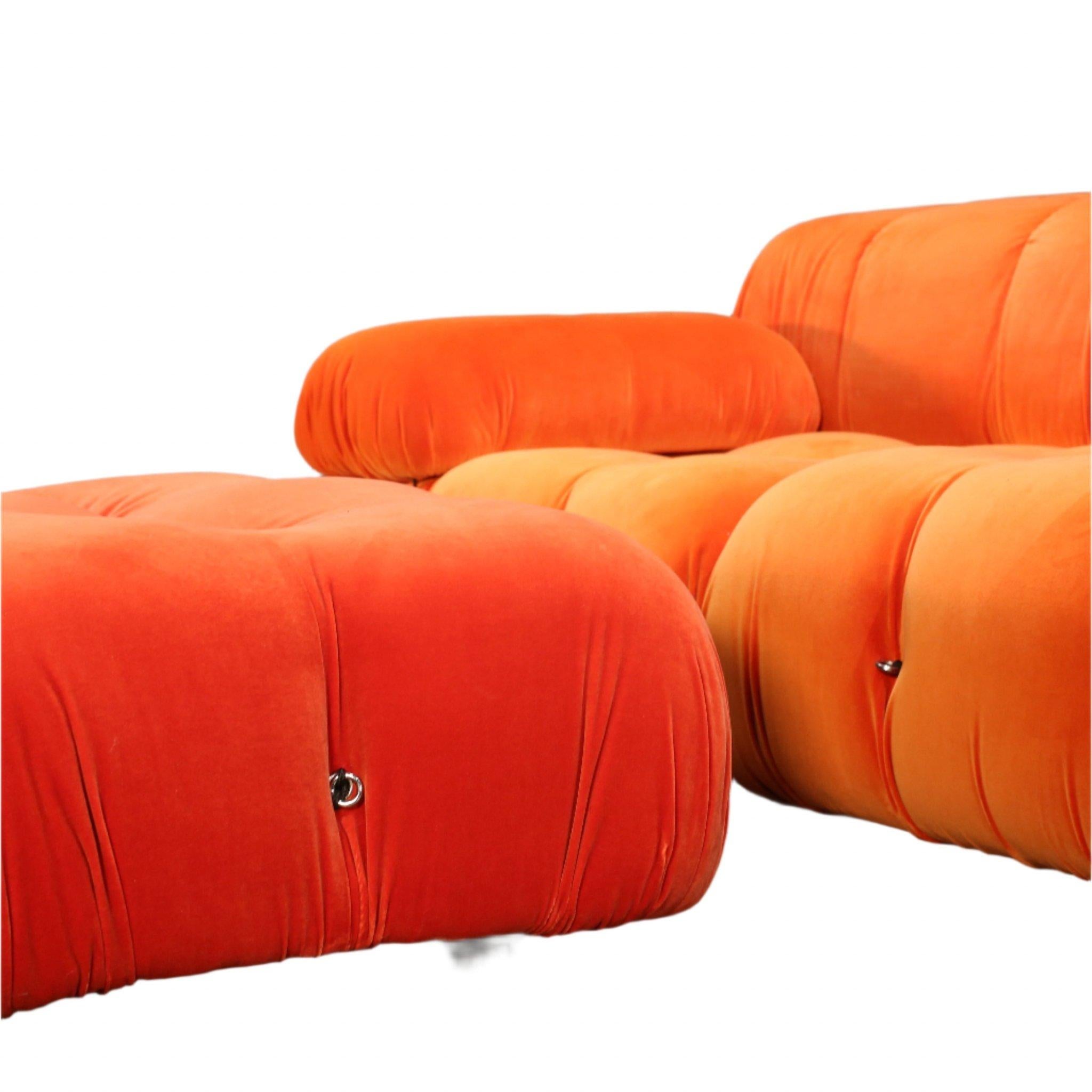 B&B Italia Orange Velvet Camaleonda Sofa by Mario Bellini In Good Condition In Basildon, London