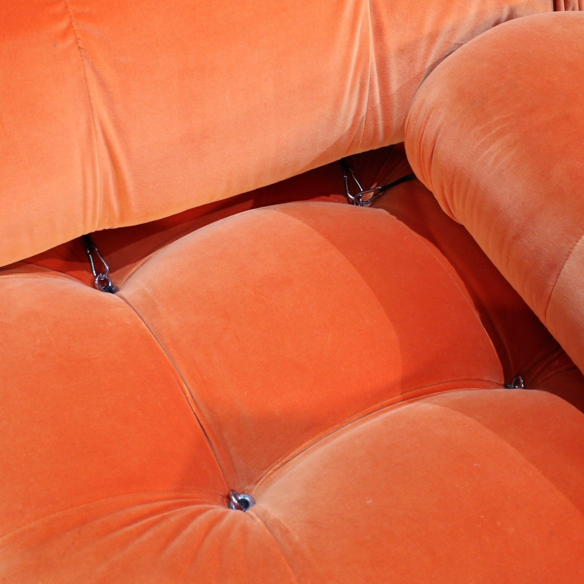 B&B Italia Orange Velvet Camaleonda Sofa by Mario Bellini 2