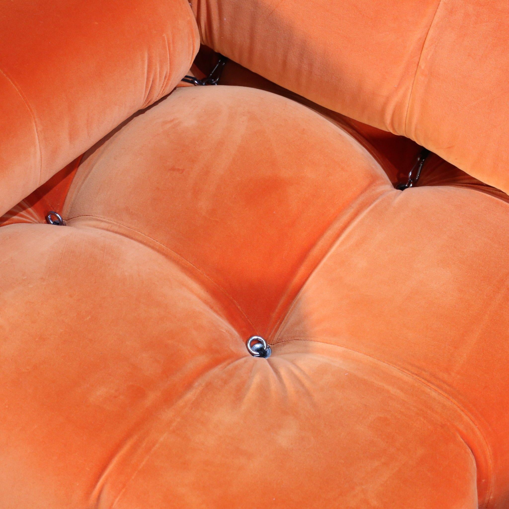 B&B Italia Orange Velvet Camaleonda Sofa by Mario Bellini 3