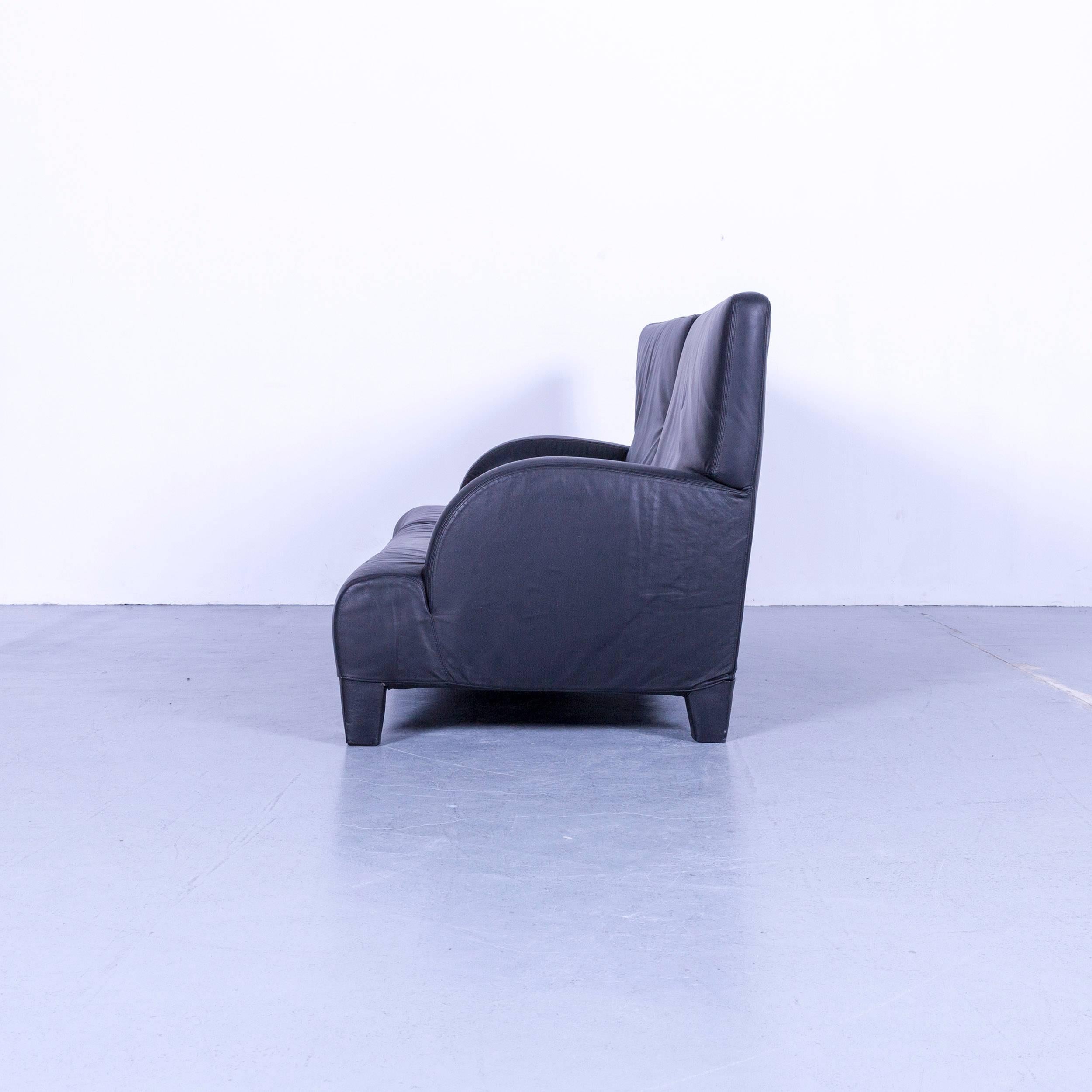 B&B Italia Oriente Designer Leather Sofa Set Three-Seater + Foot-Stool For Sale 5