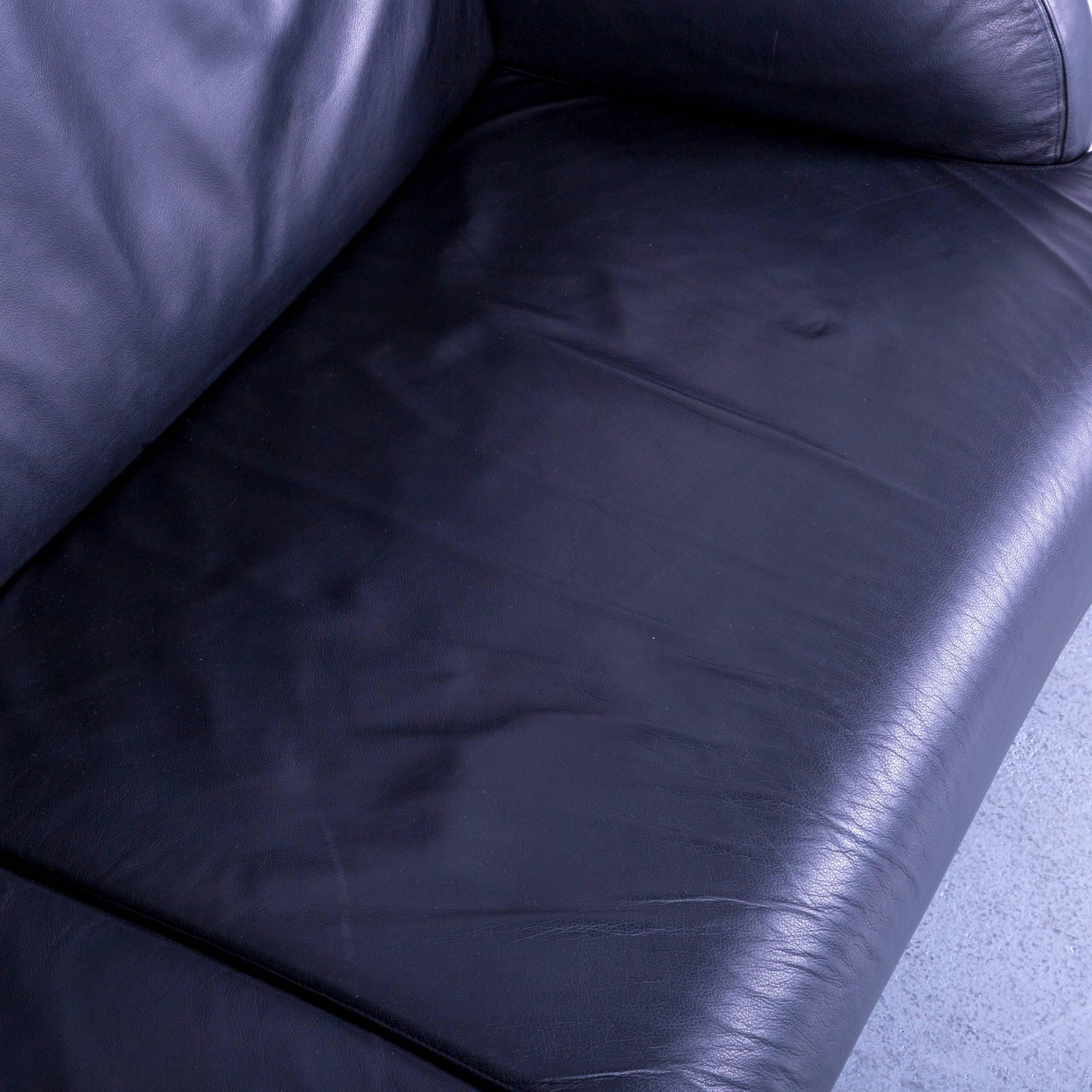 Contemporary B&B Italia Oriente Designer Leather Sofa Set Three-Seater + Foot-Stool For Sale
