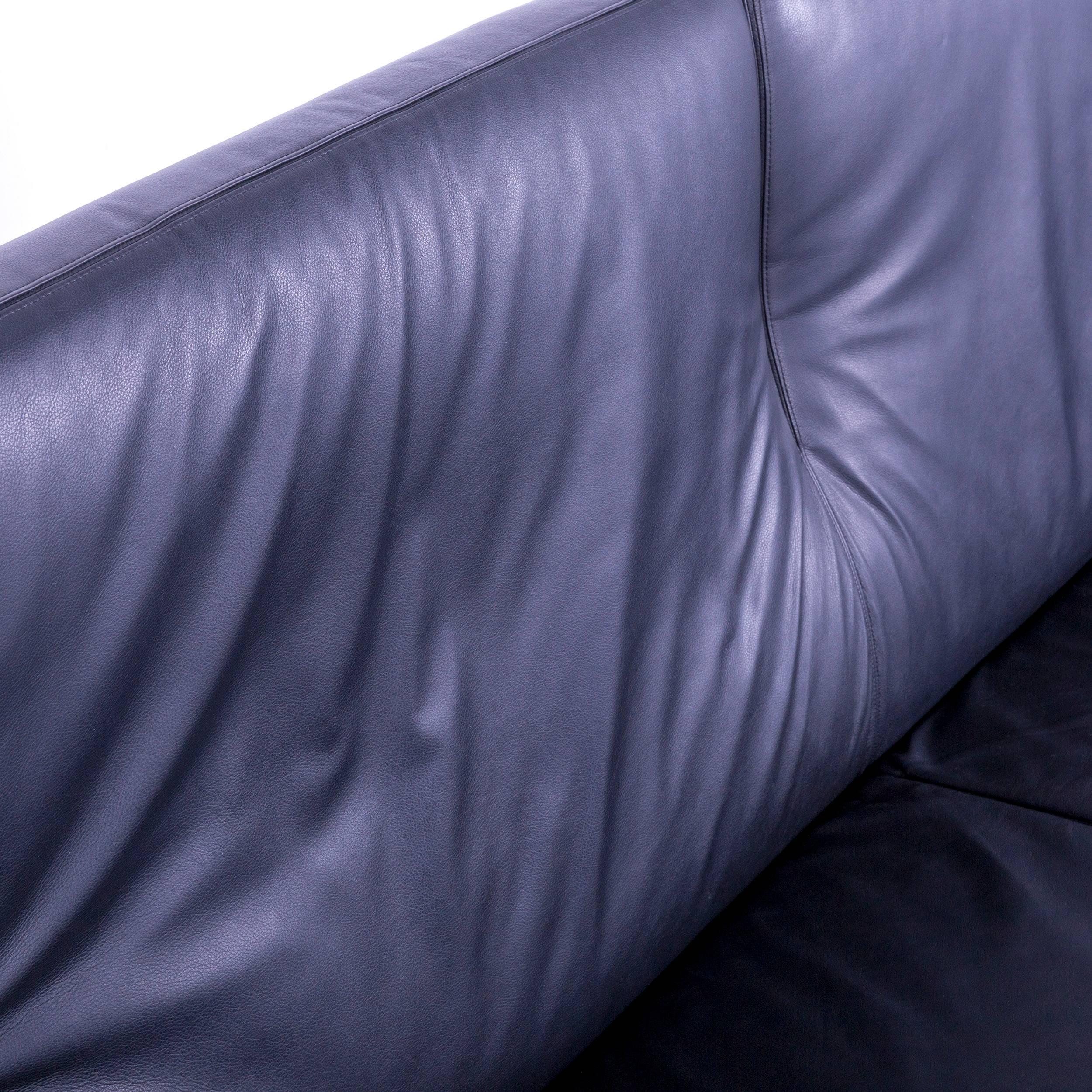 B&B Italia Oriente Designer Leather Sofa Set Three-Seater + Foot-Stool For Sale 2