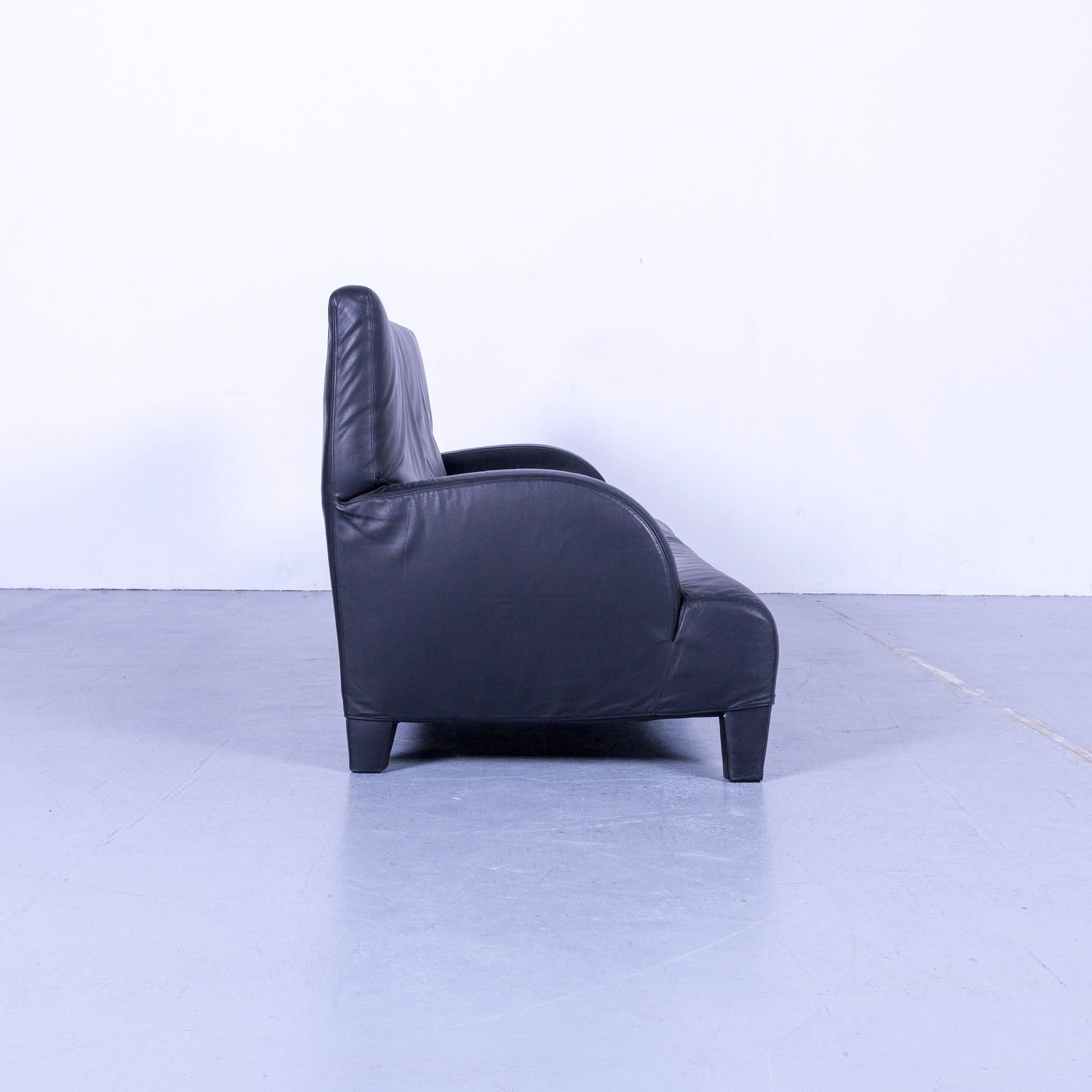 B&B Italia Oriente Designer Leather Sofa Set Three-Seater + Foot-Stool For Sale 3