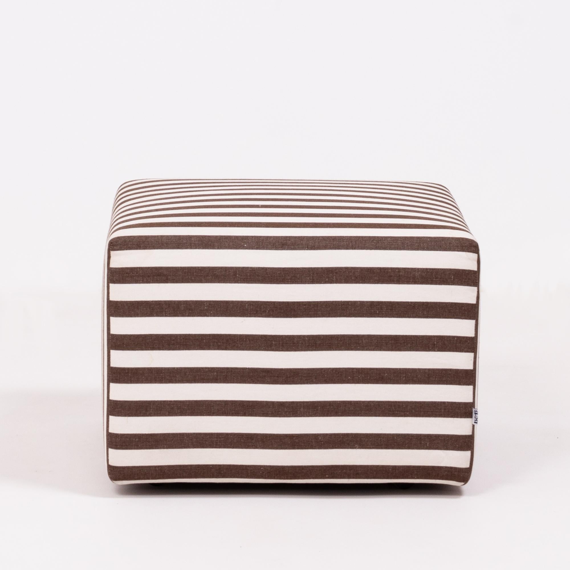 brown striped ottoman