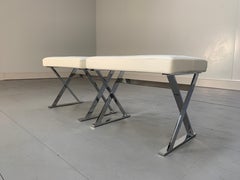 B&B Italia "Pathos SMP6" Bench Footstool - In White "Gamma" Leather