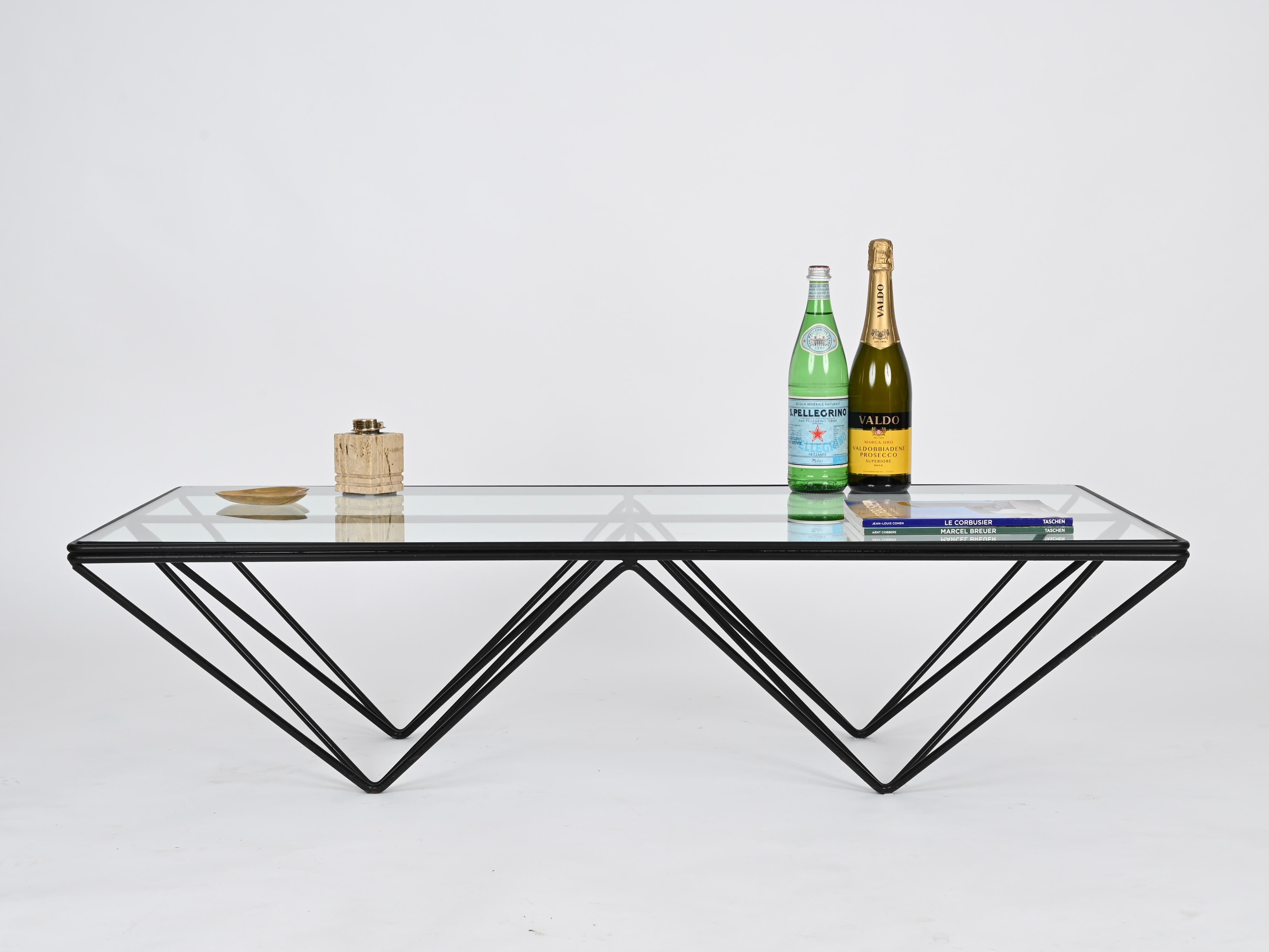Rechteckiger B&B Italia-Couchtisch „Alanda“ aus emailliertem Metall von P. Piva, 1980er Jahre 3