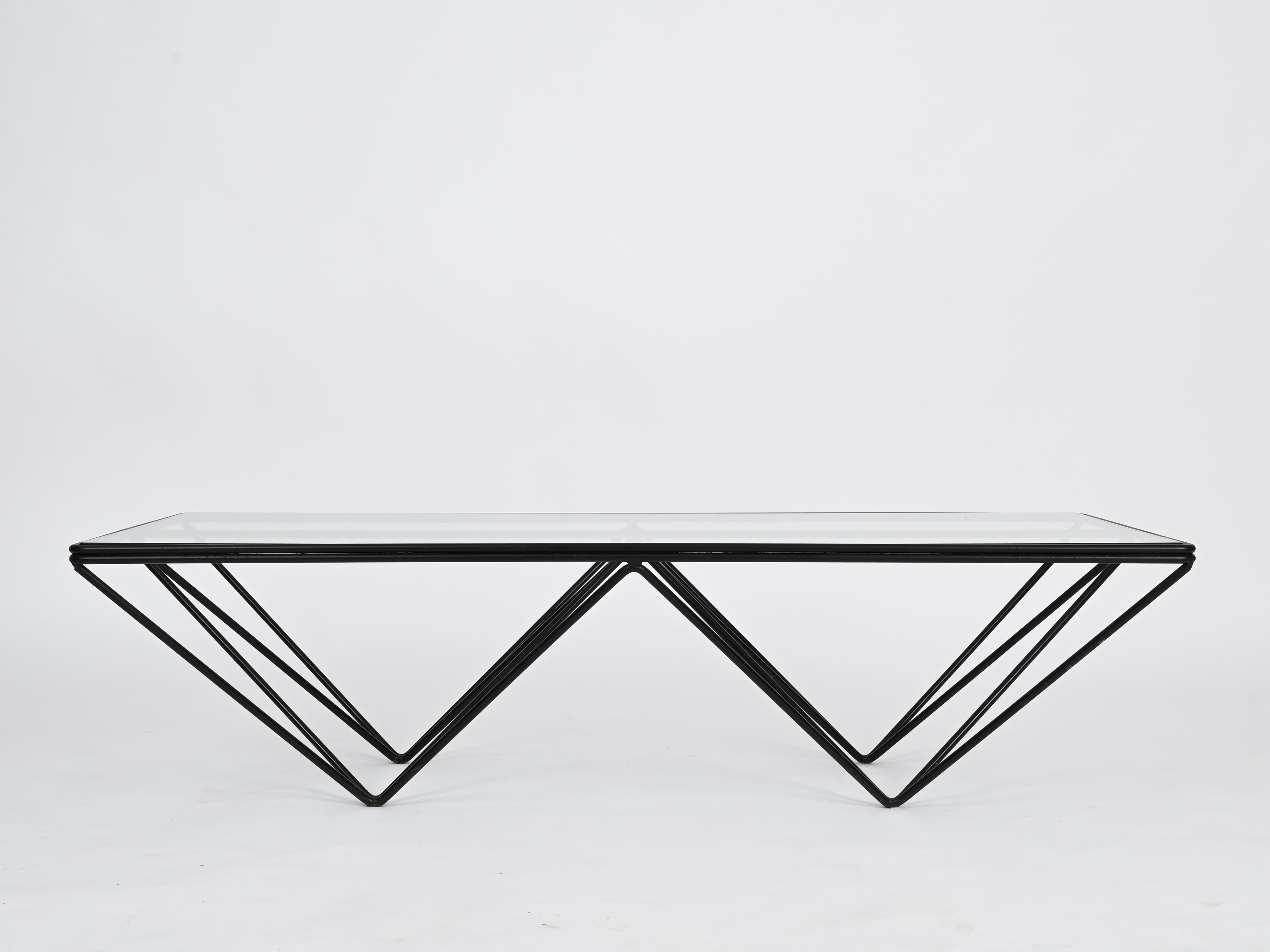 Rechteckiger B&B Italia-Couchtisch „Alanda“ aus emailliertem Metall von P. Piva, 1980er Jahre 2