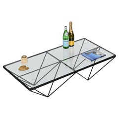 Rechteckiger B&B Italia-Couchtisch „Alanda“ aus emailliertem Metall von P. Piva, 1980er Jahre