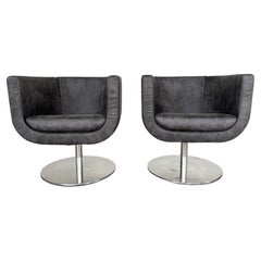 B&B Italia Rotatable Tulip Model Gray Armchairs by Jeffrey Bernett - a Pair