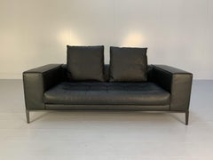 B&B Italia “Simplex ” 2.5-Seat Sofa – In Charcoal “Gamma” Leather