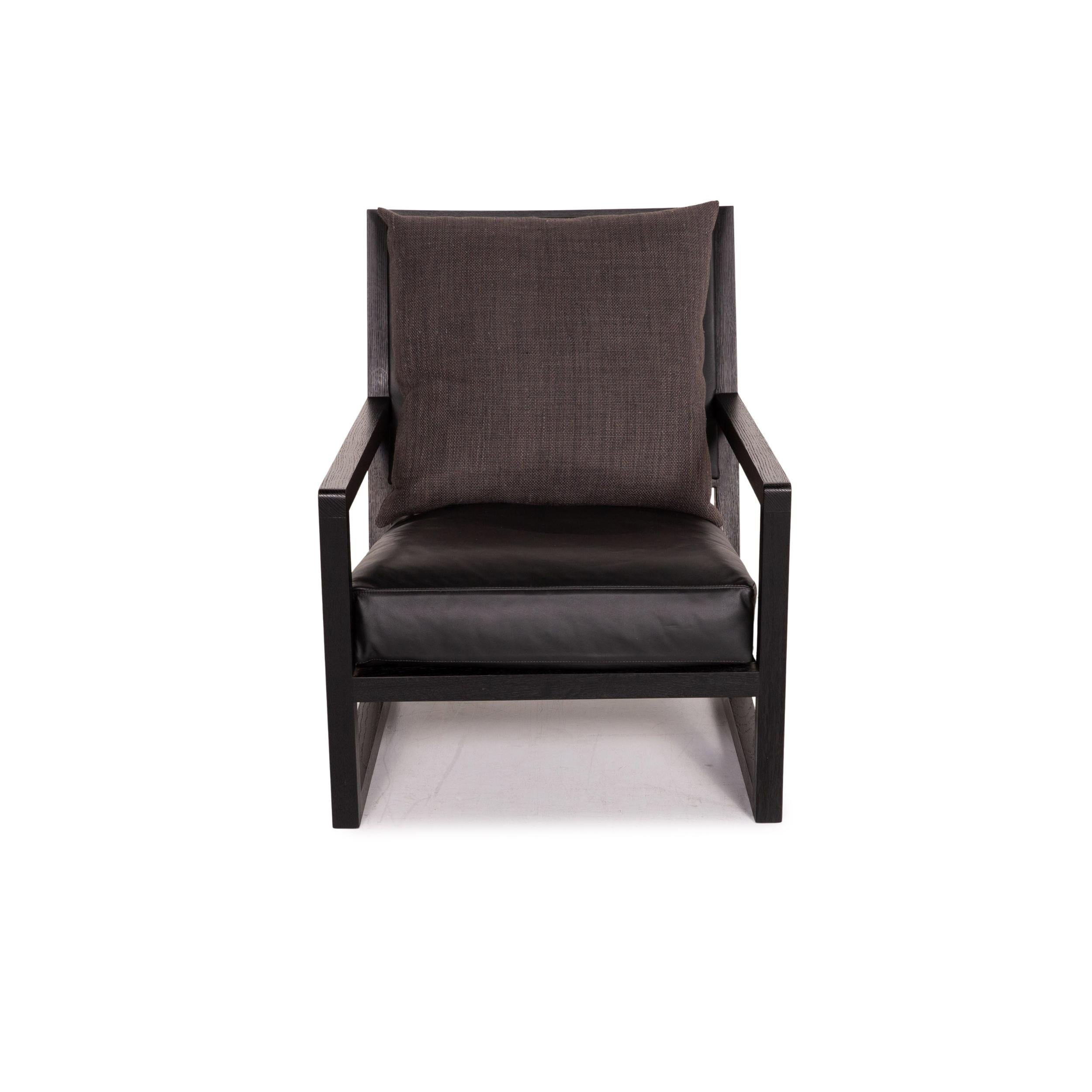 B&B Italia Simplice Leather Fabric Armchair Set Black 2x Chair 4