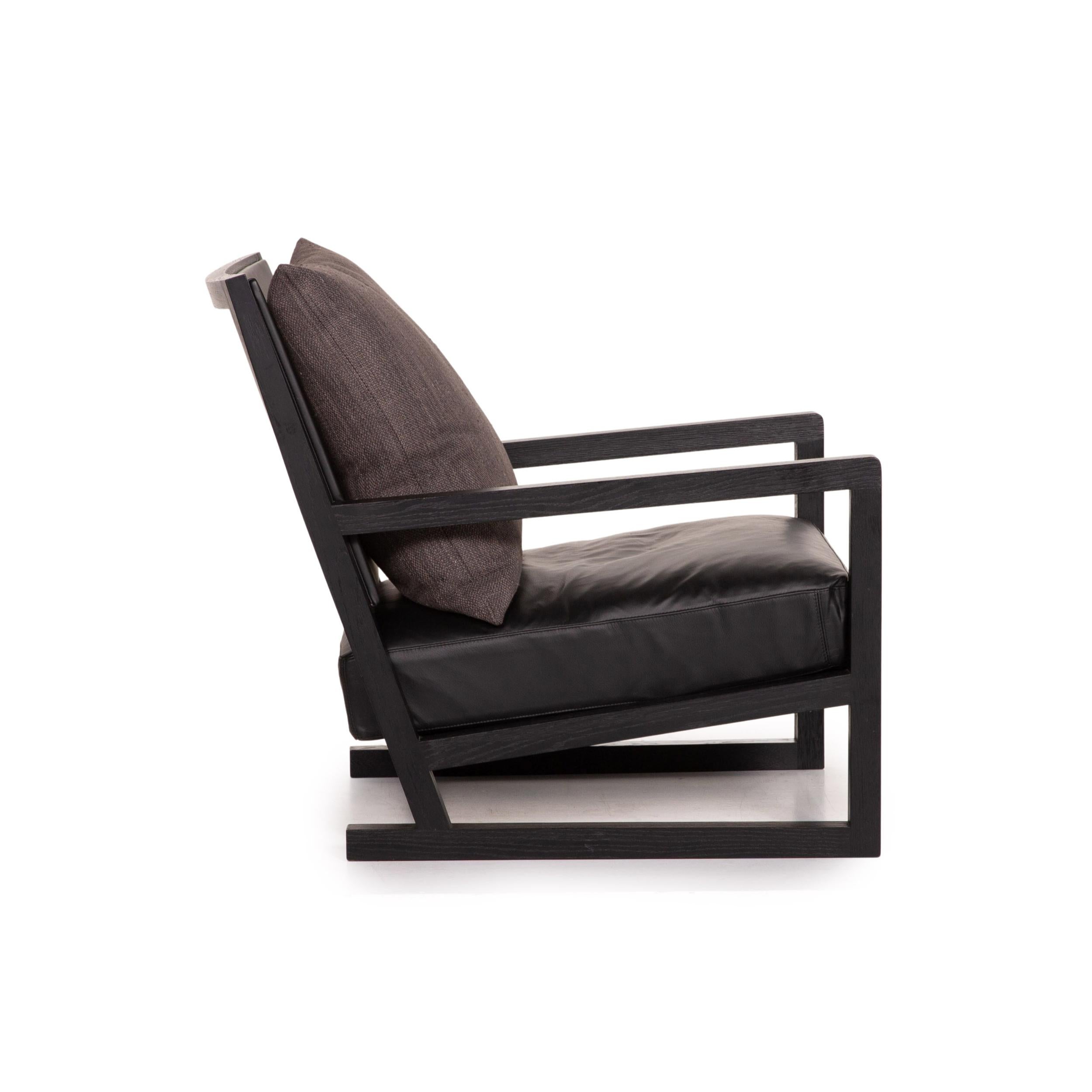 B&B Italia Simplice Leather Fabric Armchair Set Black 2x Chair 5