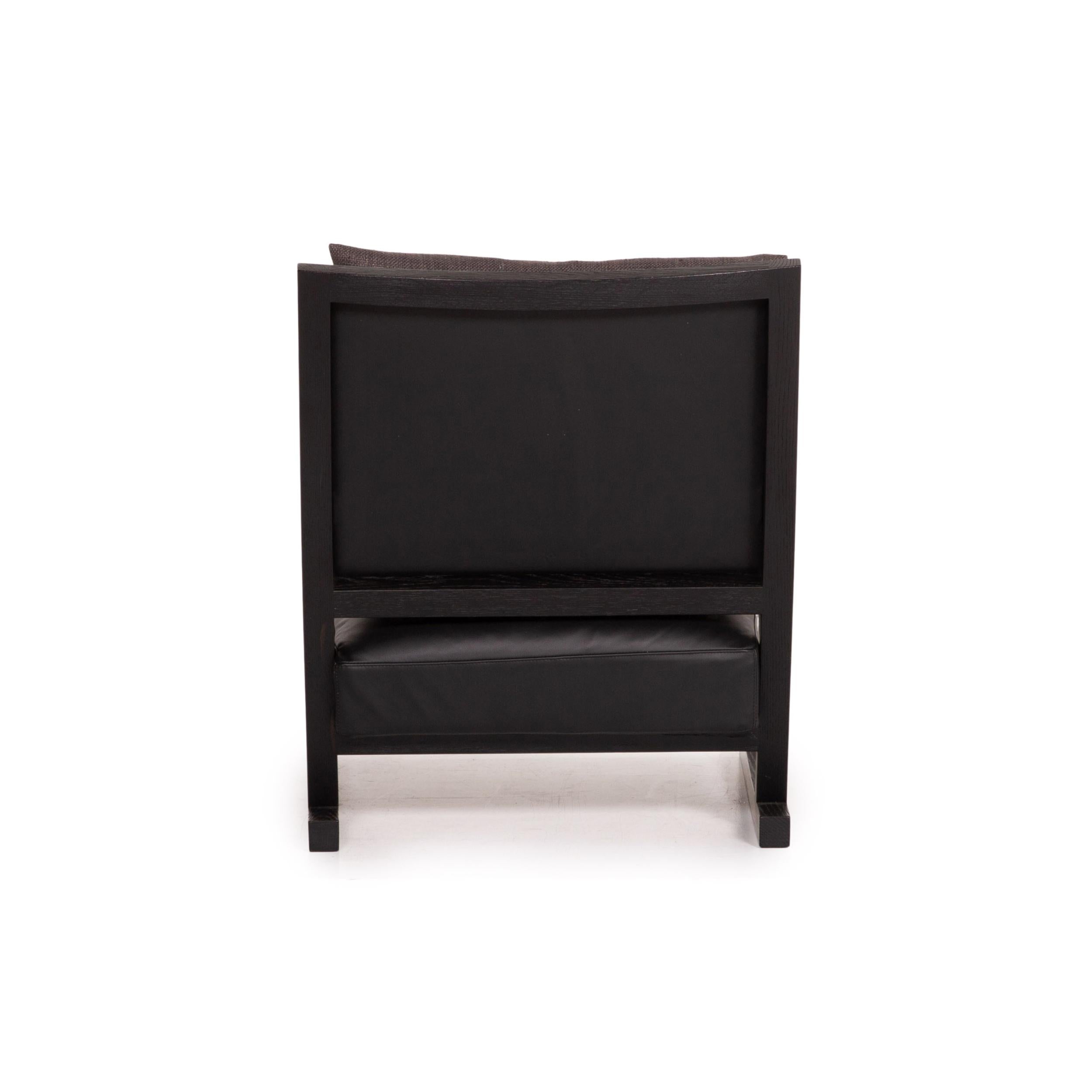 B&B Italia Simplice Leather Fabric Armchair Set Black 2x Chair 6