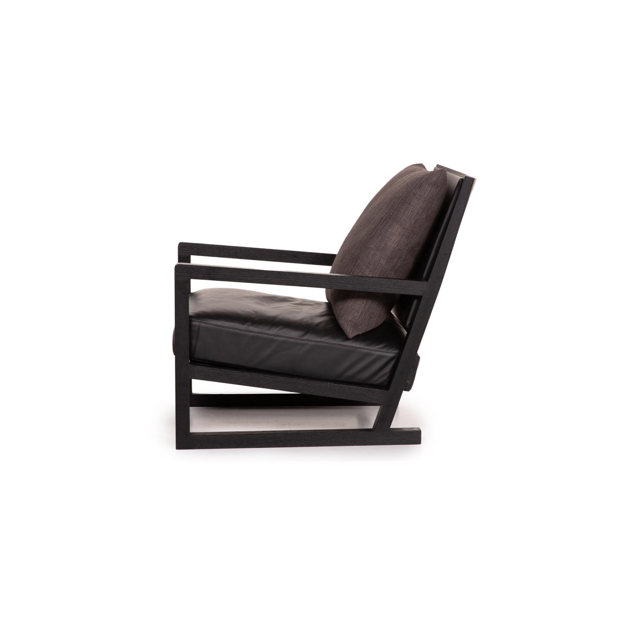 B&B Italia Simplice Leather Fabric Armchair Set Black 2x Chair 7