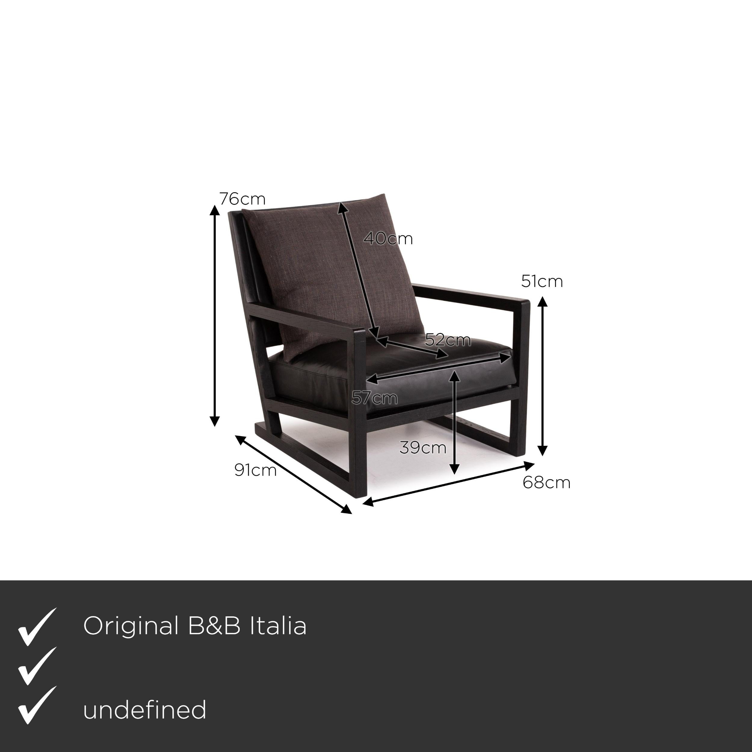Modern B&B Italia Simplice Leather Fabric Armchair Set Black 2x Chair