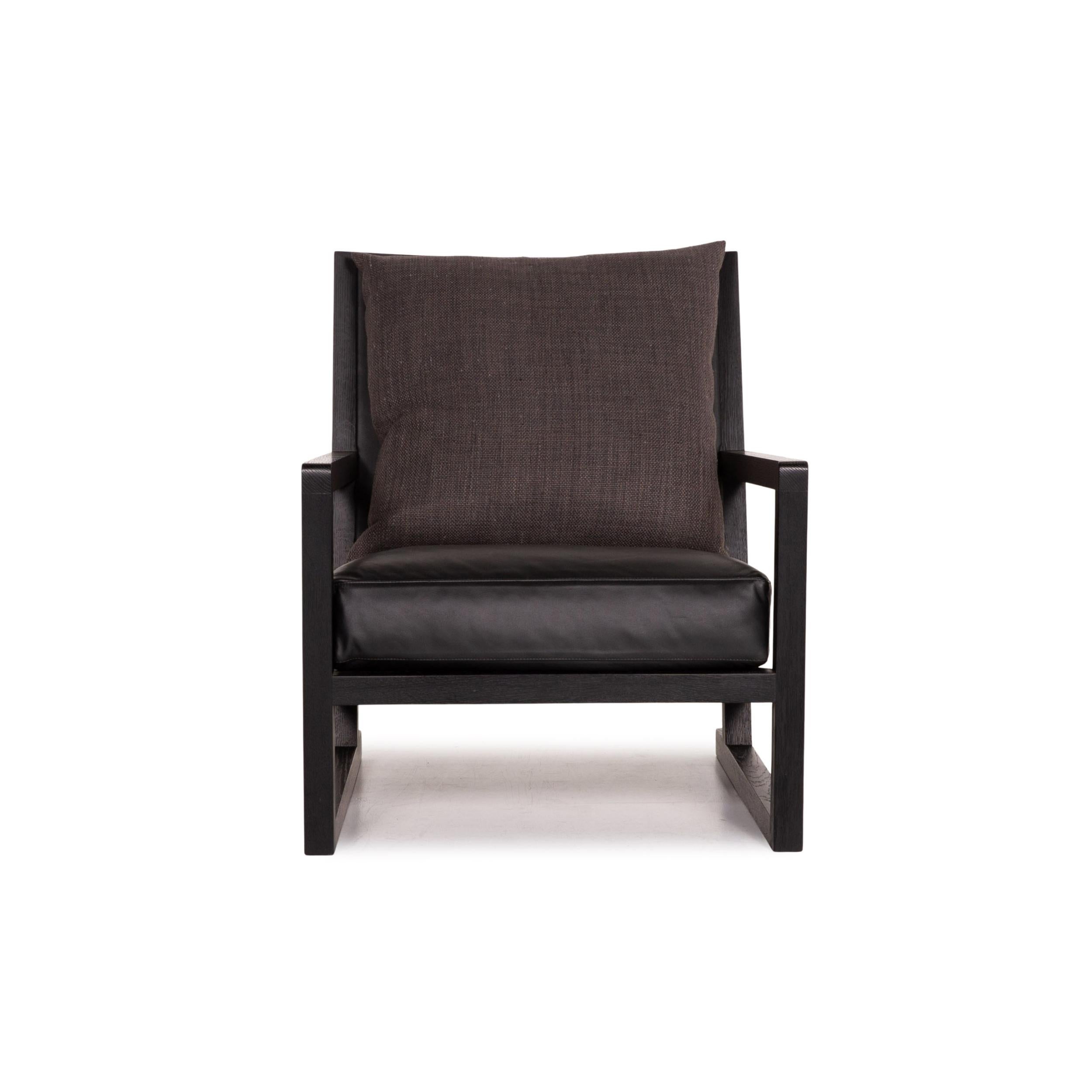 B&B Italia Simplice Leather Fabric Armchair Set Black 2x Chair 3