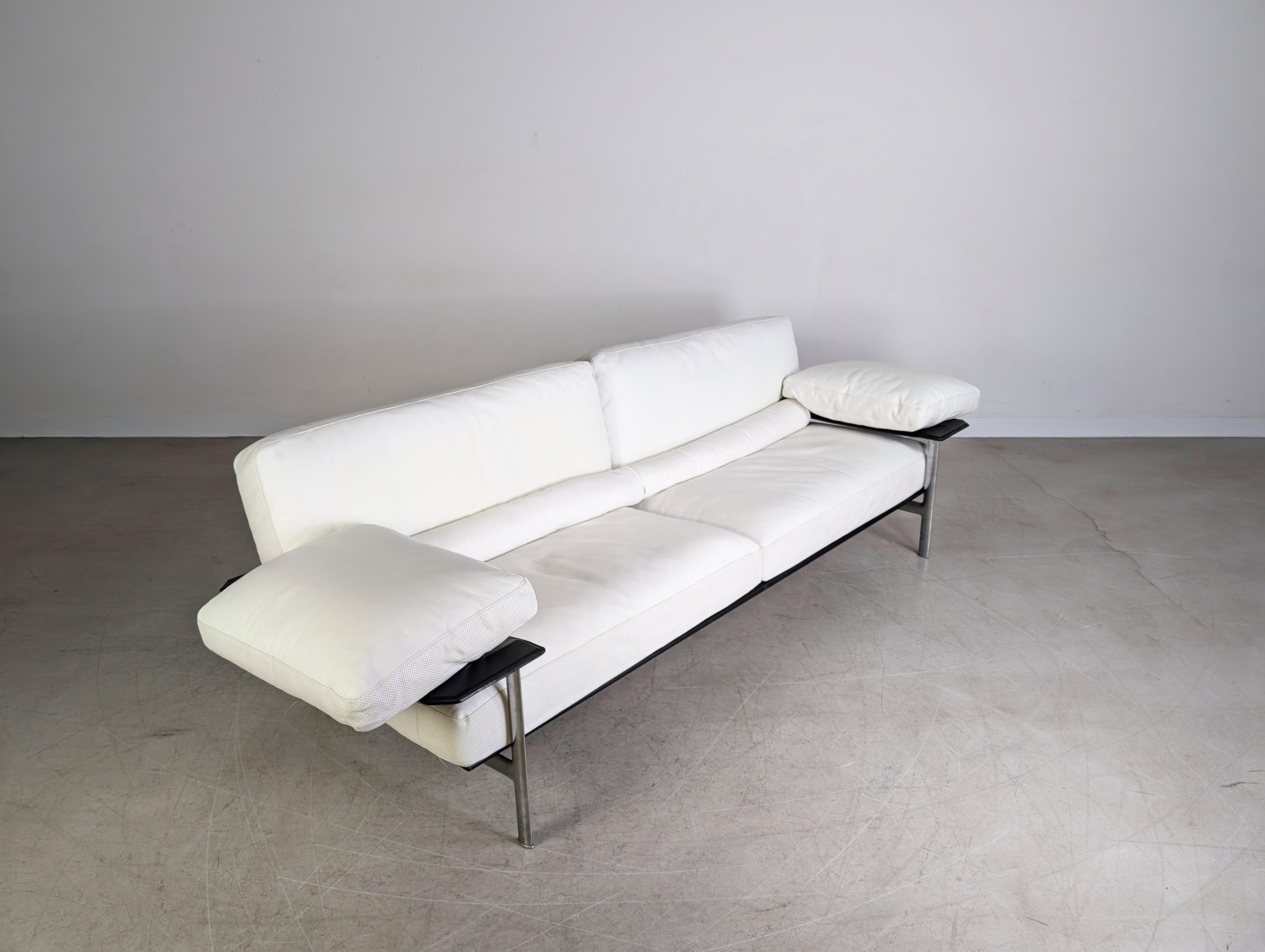 Cuir B&B Italia Sofa Diesis Leder weiß Couch Antonio Citterio Paolo Nava en vente