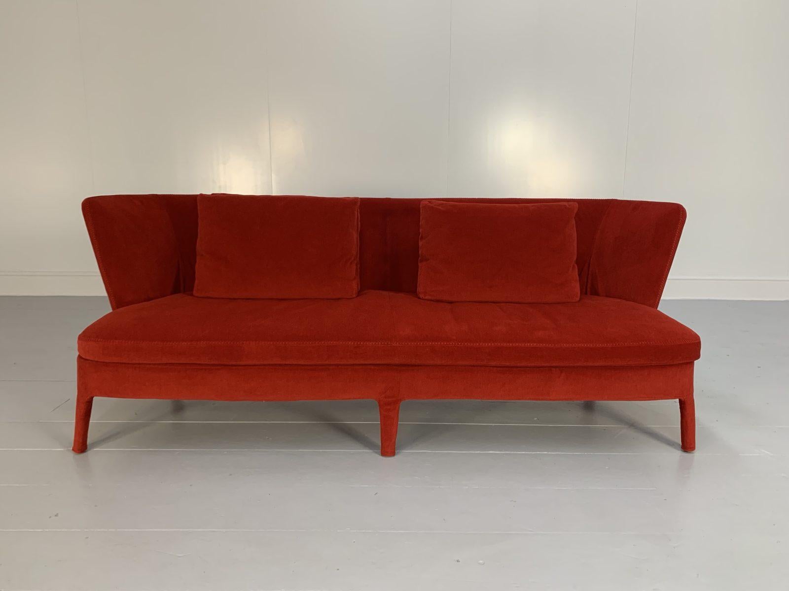 B&B Italia Sofa, “Maxalto Febo” 3-Seat, in Red Velvet For Sale 6