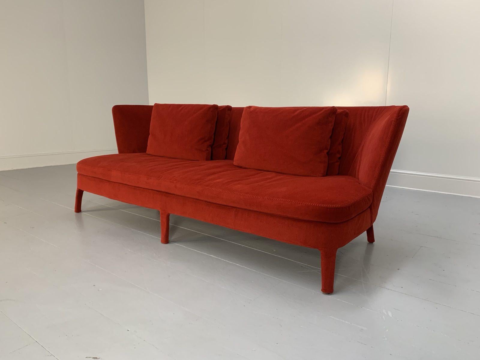 B&B Italia Sofa, “Maxalto Febo” 3-Seat, in Red Velvet In Good Condition For Sale In Barrowford, GB