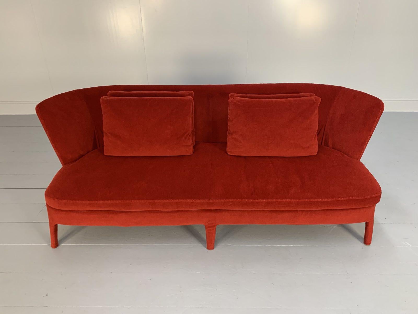 Contemporary B&B Italia Sofa, “Maxalto Febo” 3-Seat, in Red Velvet For Sale