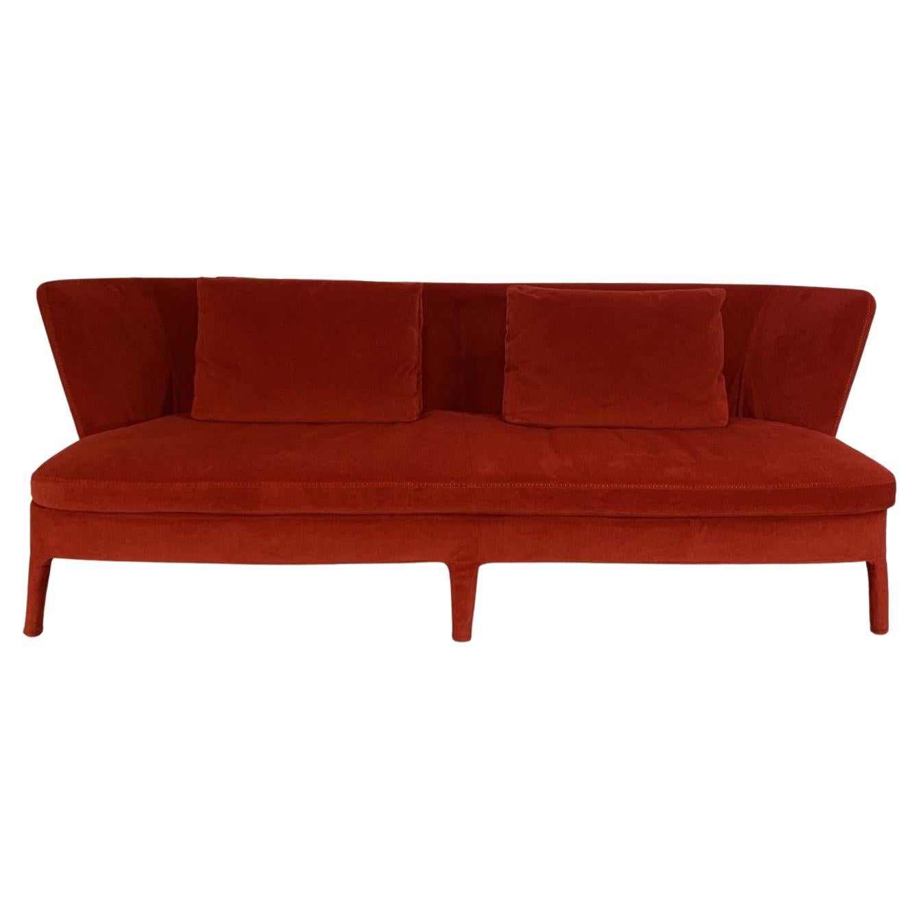 B&B Italia Sofa, “Maxalto Febo” 3-Seat, in Red Velvet For Sale