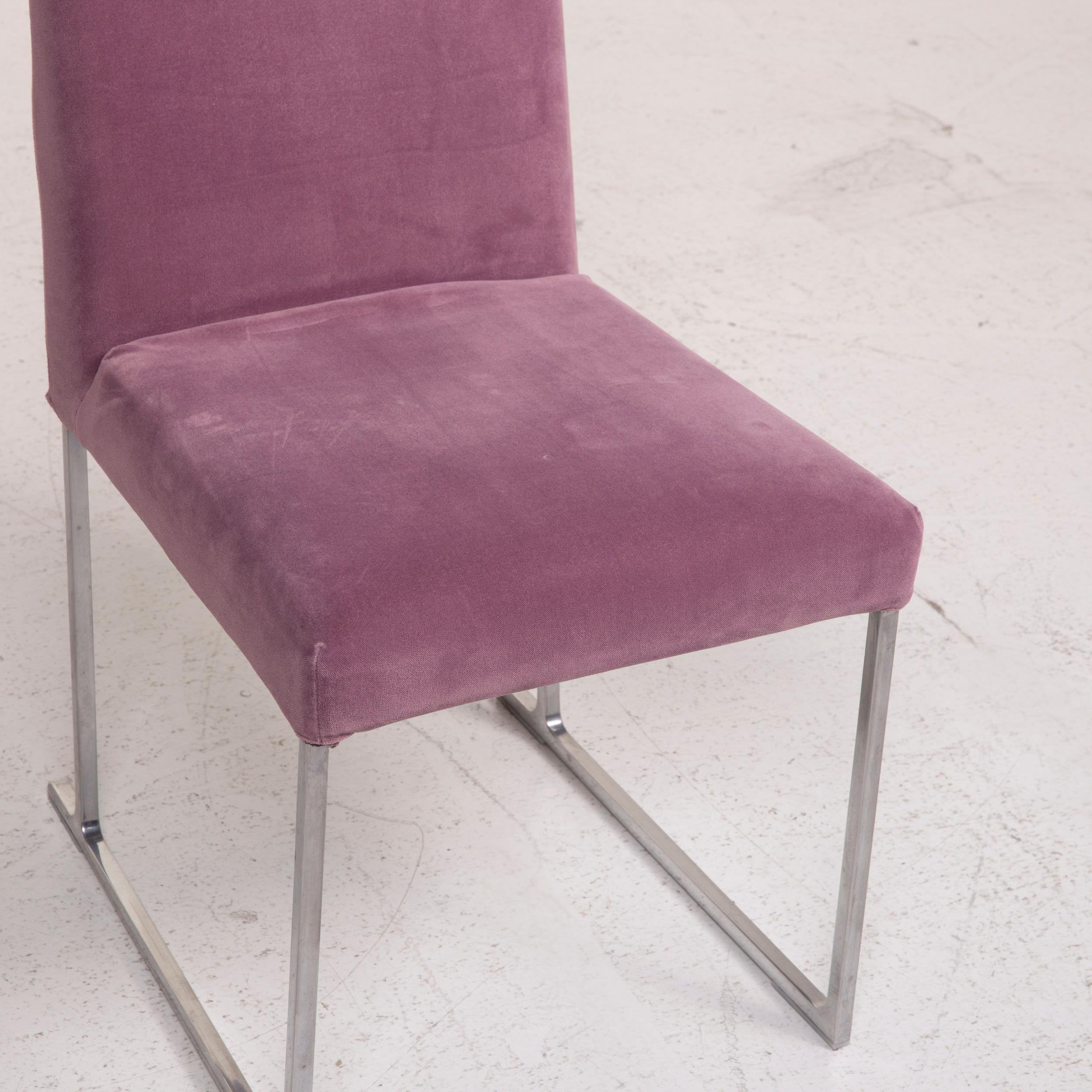 Modern B&B Italia Solo 'B&B' Velvet Chair Set Lilac Fabric Set For Sale
