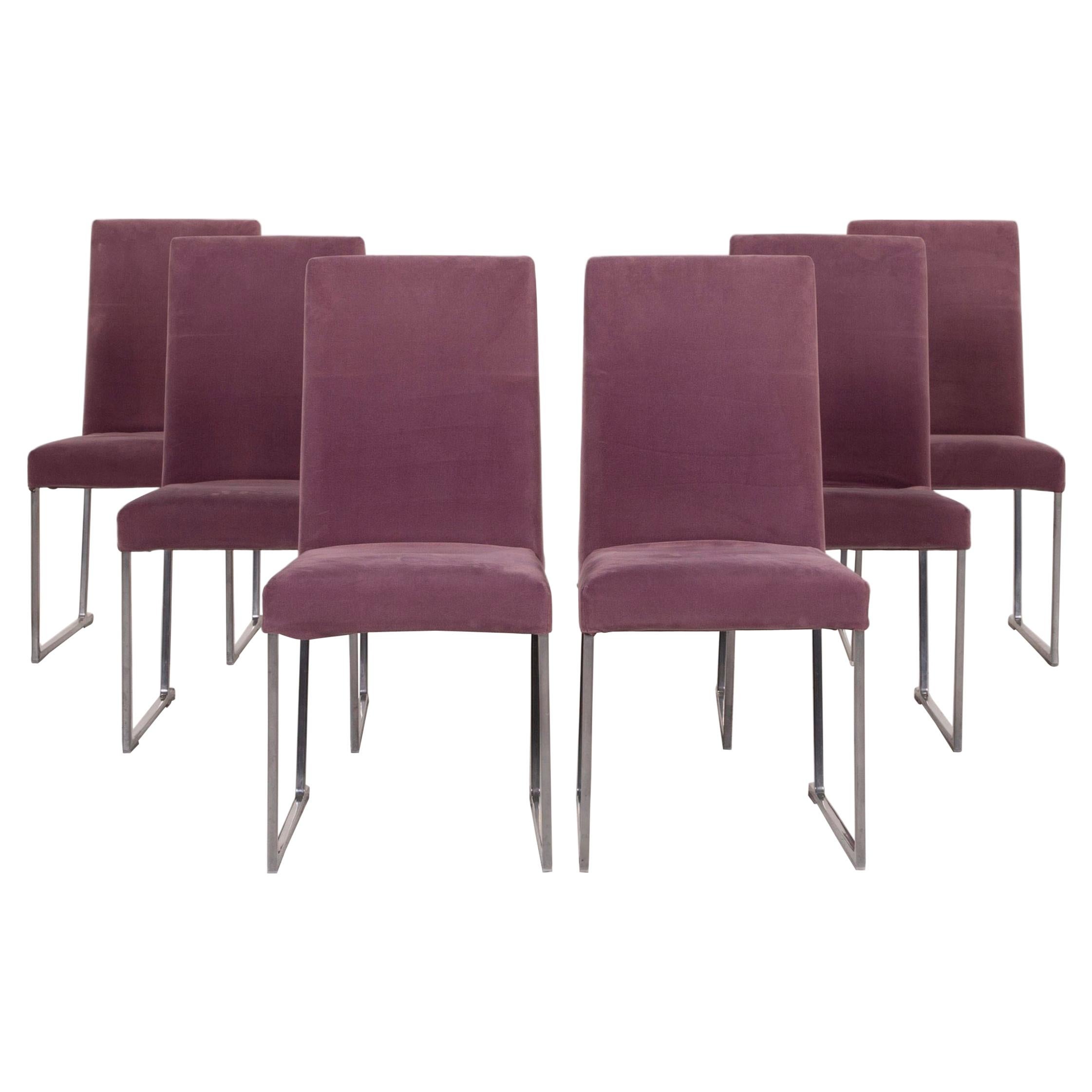 B&B Italia Solo 'B&B' Velvet Chair Set Lilac Fabric Set For Sale