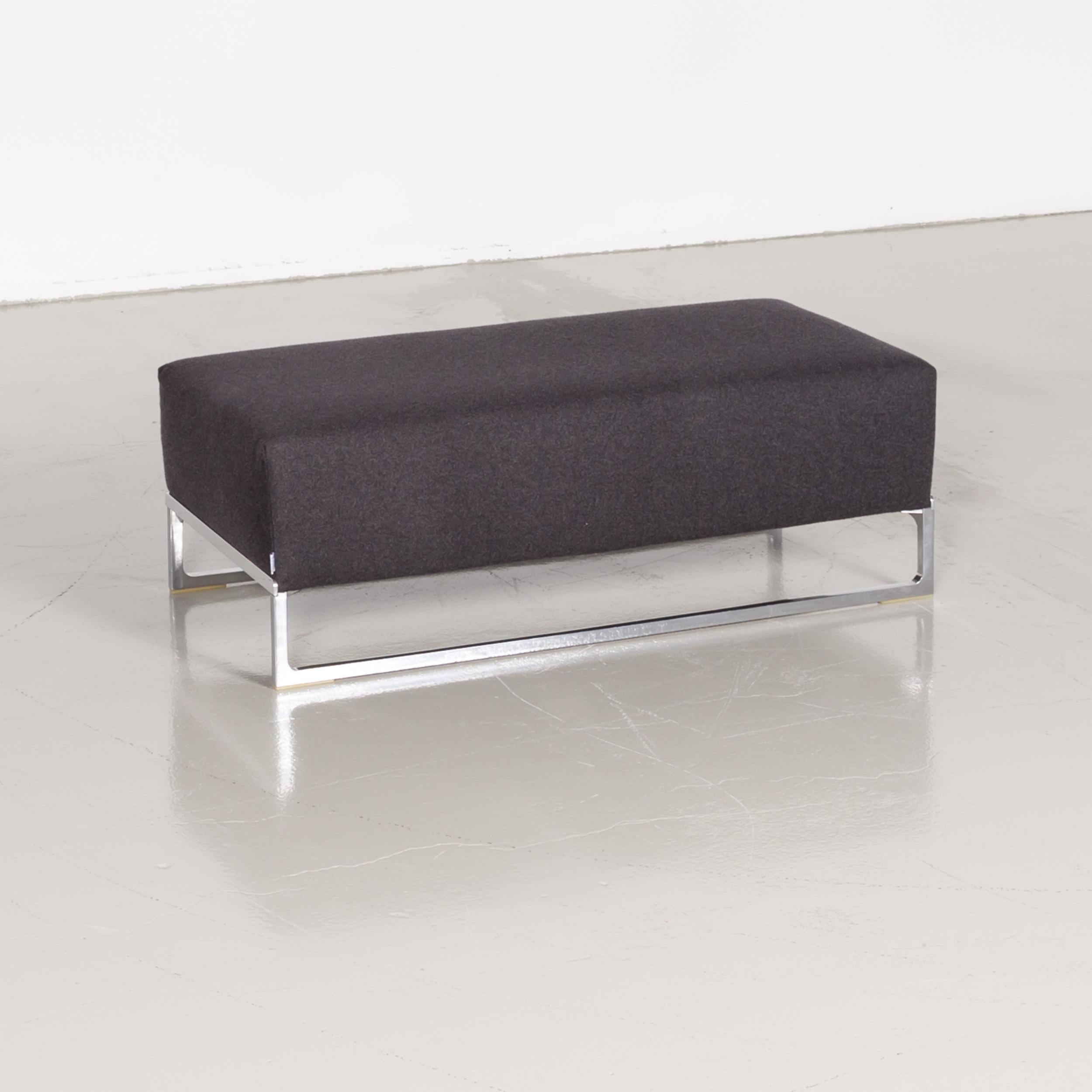 B&B Italia Solo Fabric Designer Sofa Set Three-Seat Couch Stool Anthracite Grey 6