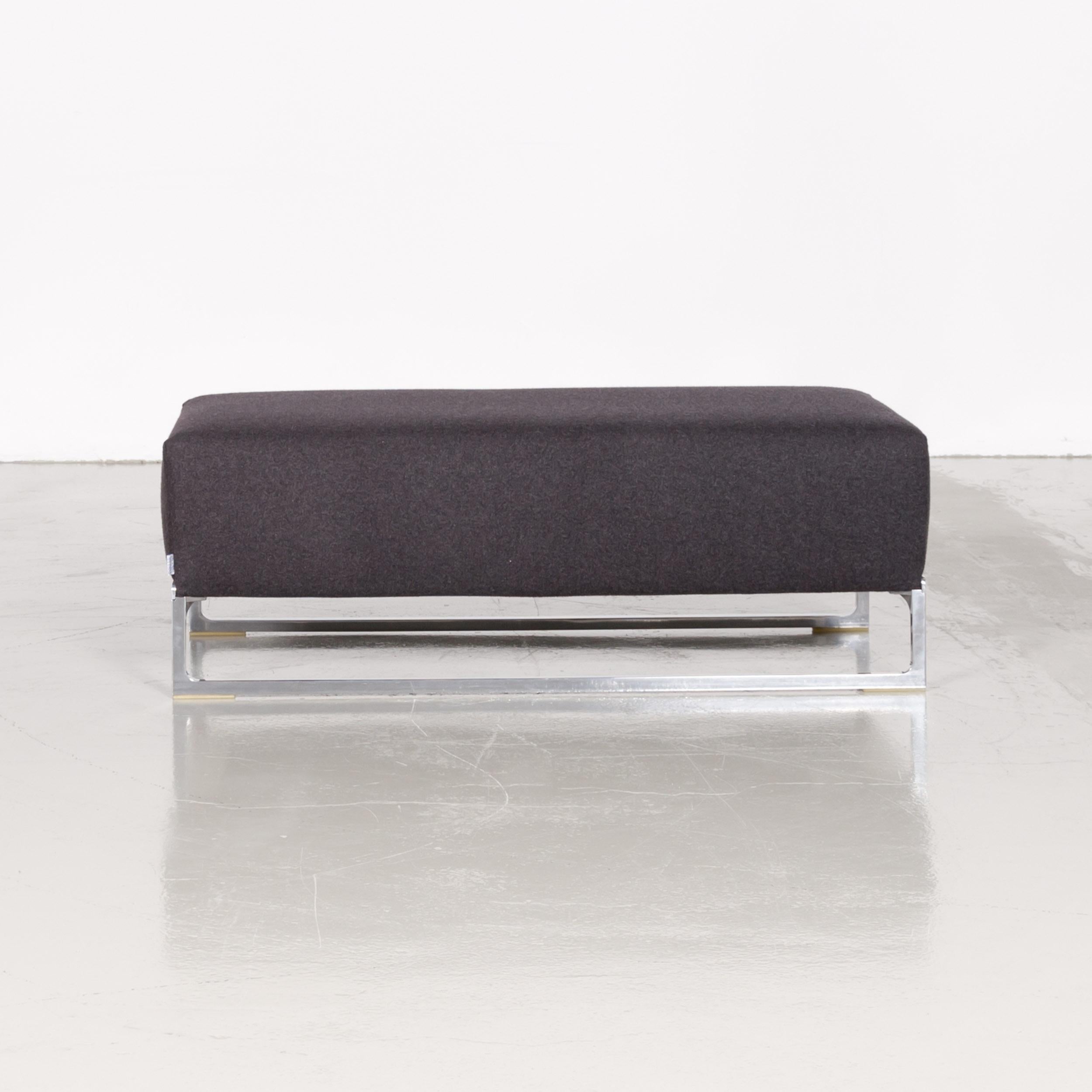 B&B Italia Solo Fabric Designer Sofa Set Three-Seat Couch Stool Anthracite Grey 7