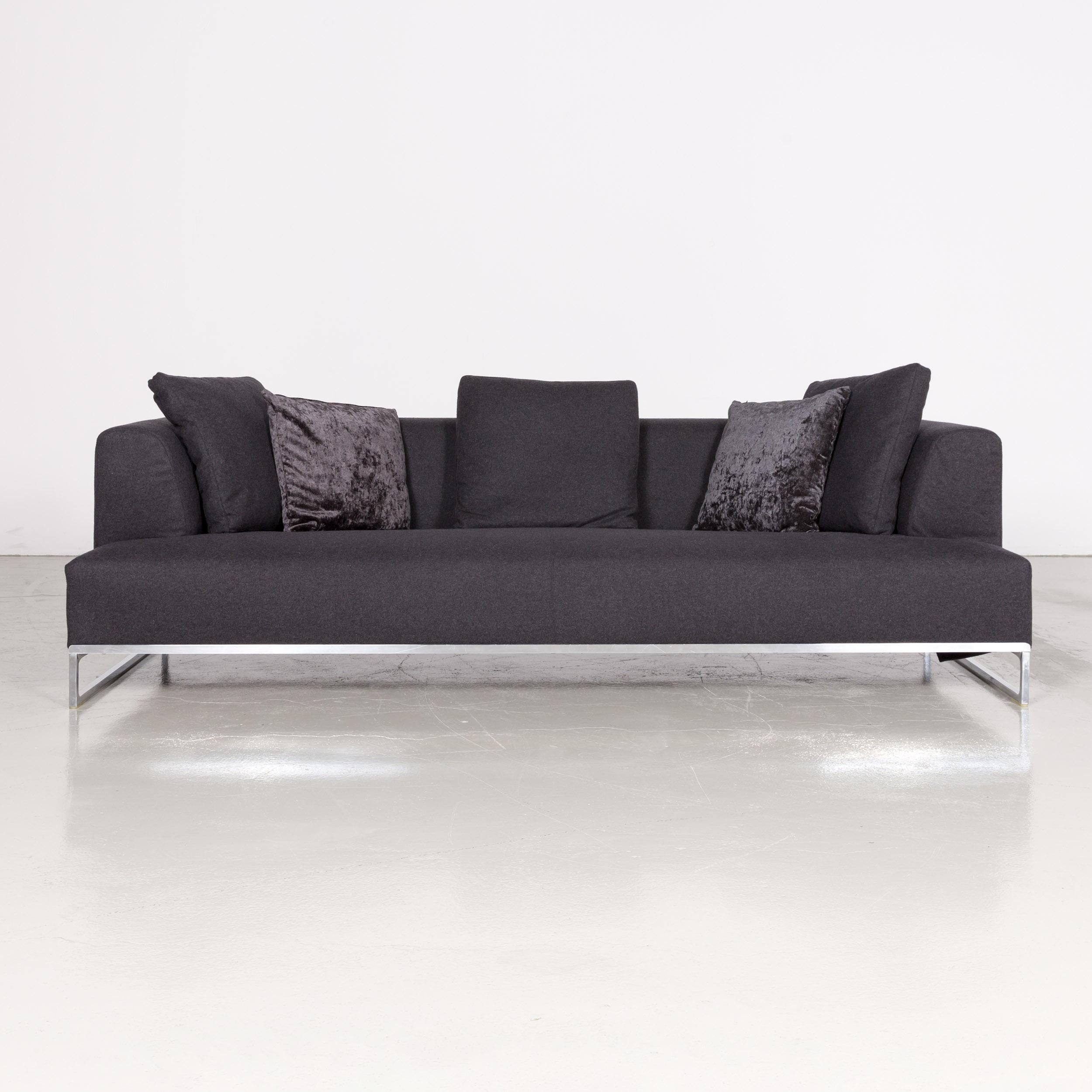 B&B Italia solo fabric designer sofa set three-seat couch stool anthracite grey.