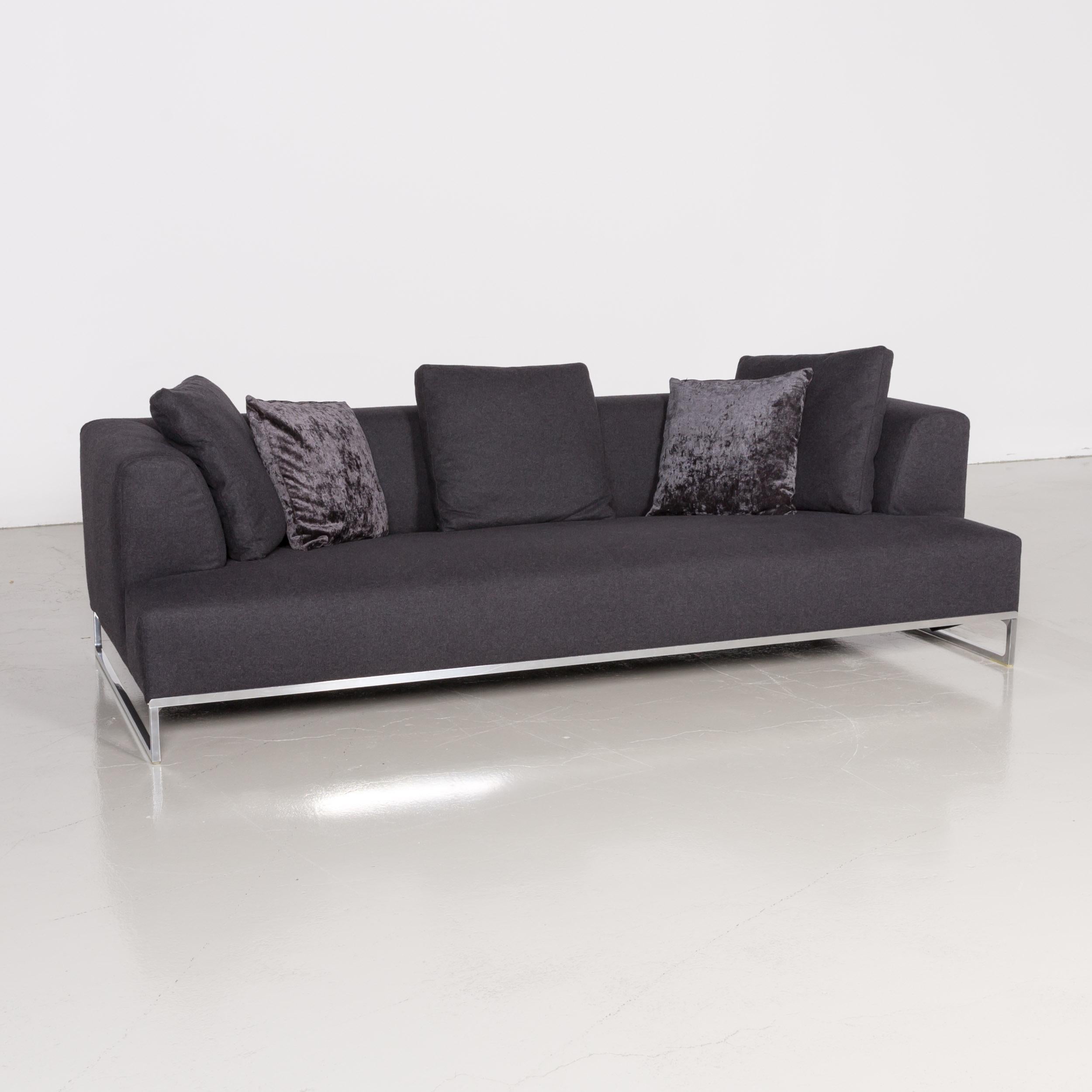 Italian B&B Italia Solo Fabric Designer Sofa Set Three-Seat Couch Stool Anthracite Grey
