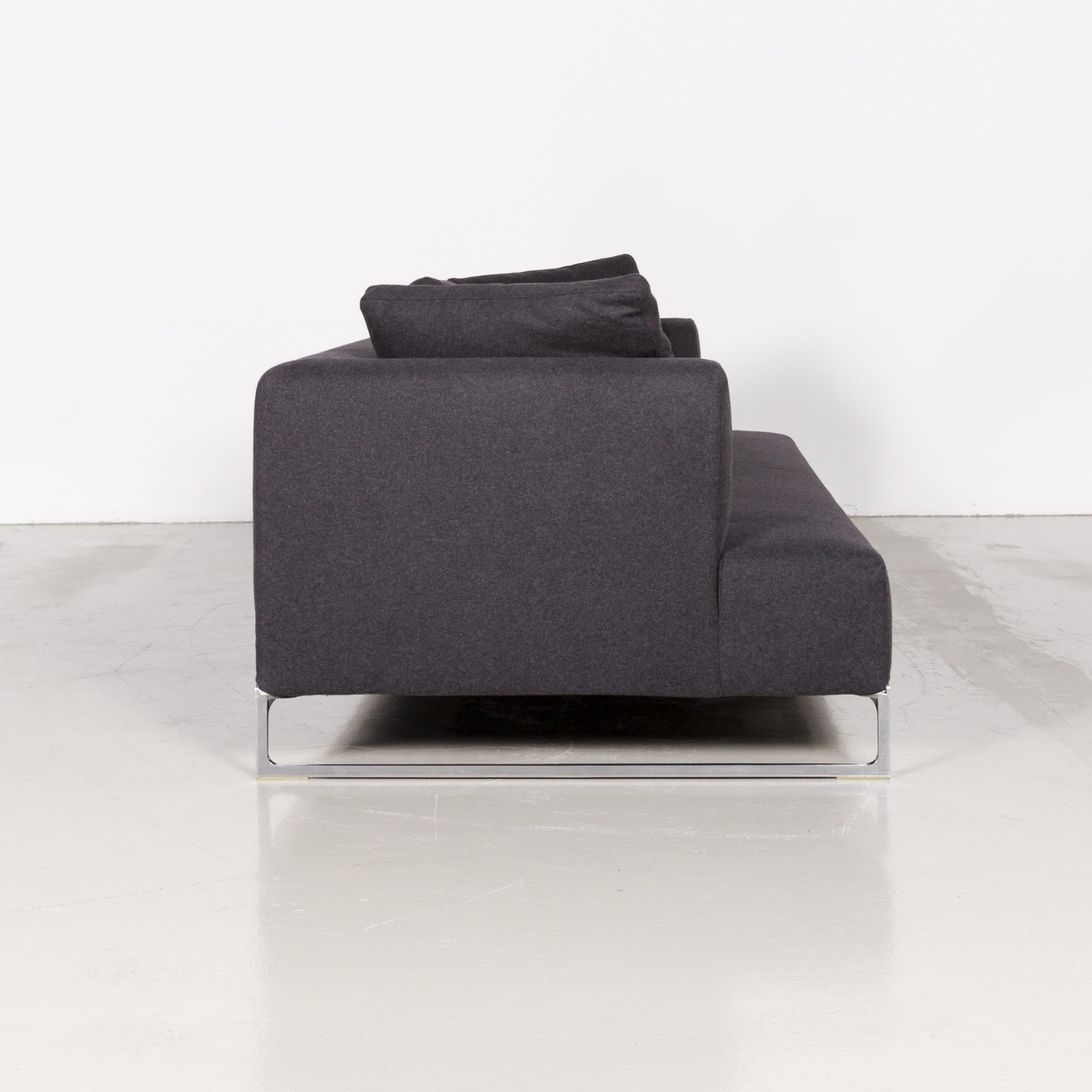 B&B Italia Solo Fabric Designer Sofa Set Three-Seat Couch Stool Anthracite Grey 3