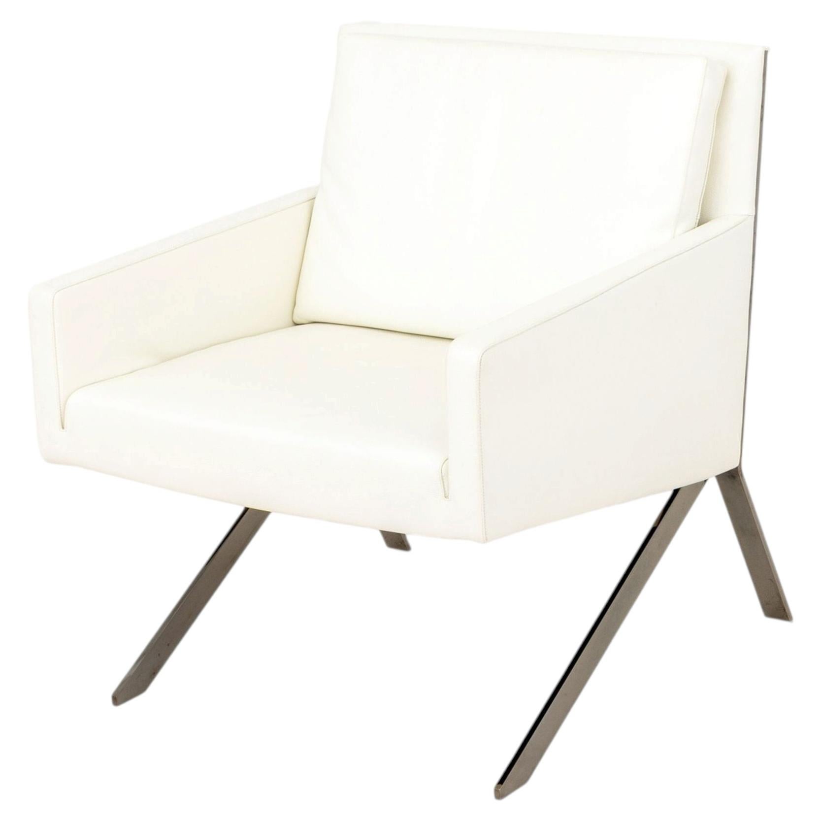 B&B Italia Theo White Leather Lounge Chair by Vincent van Duysen