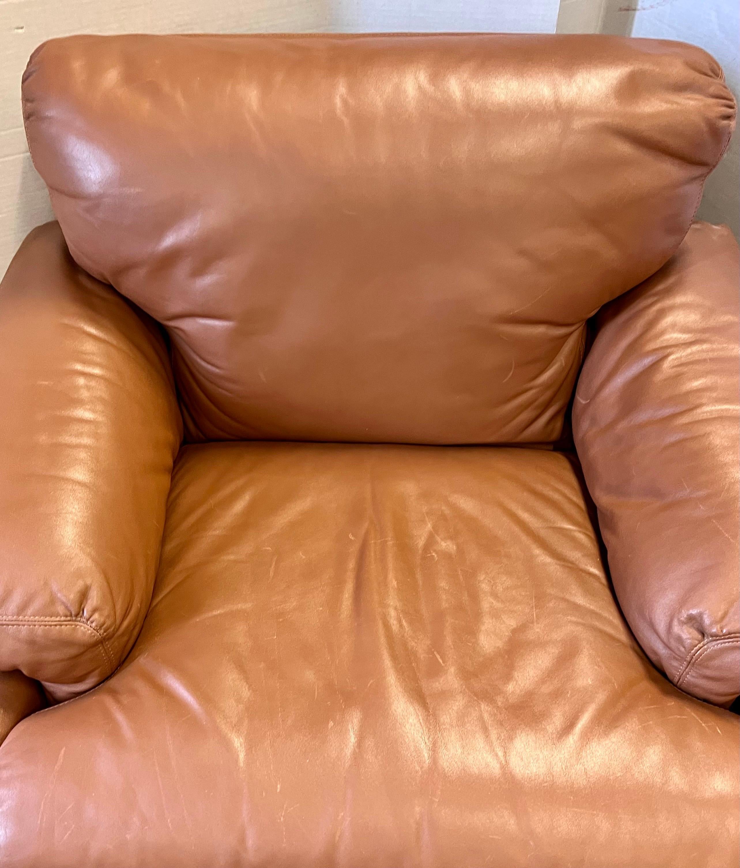 B&B Italia Tobia Scarpa Coronado Lounge Chair in Light Brown Leather In Good Condition In West Hartford, CT
