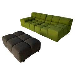 Retro B&B Italia "Tufty Time" Sofa - In Mid Green Fabric
