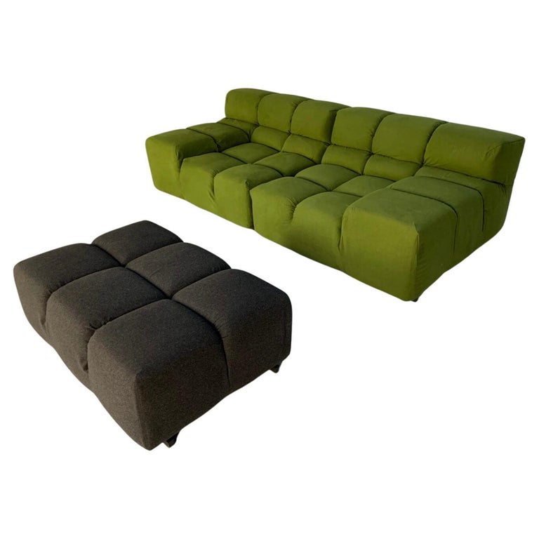B&B Italia "Tufty Time" Sofa - In Mid Green Fabric For Sale at 1stDibs