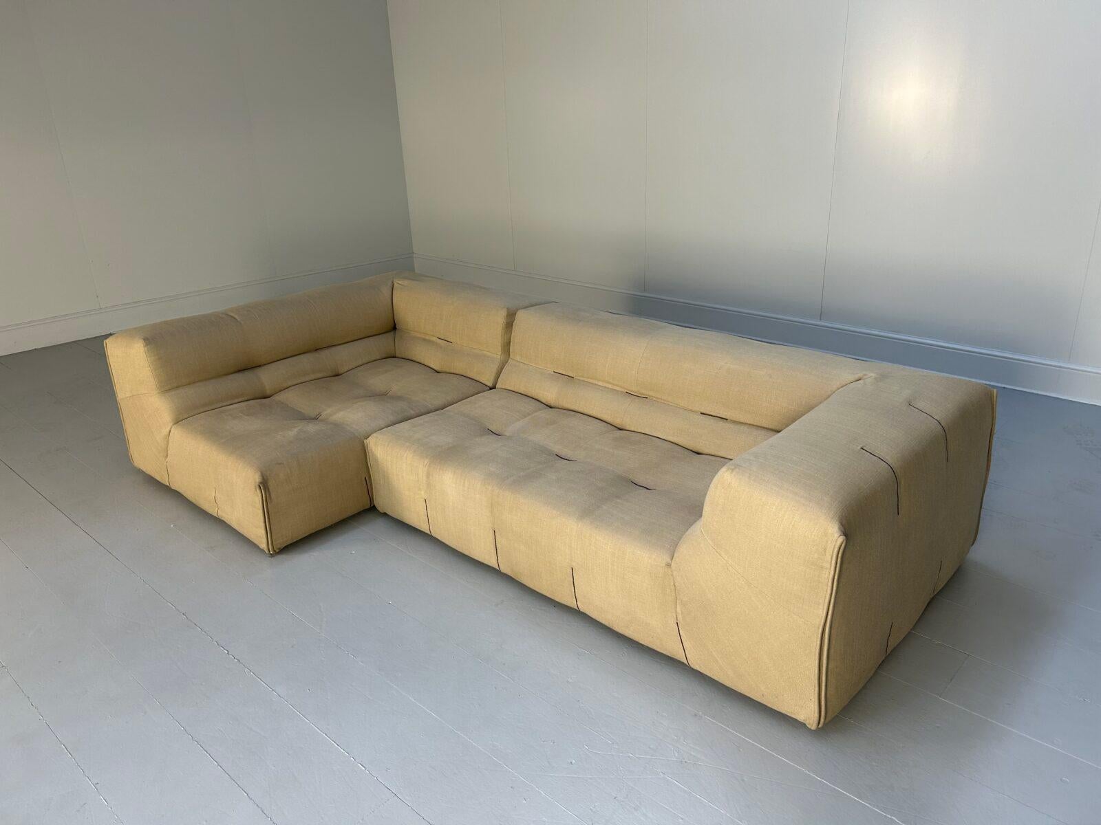 Linen B&B Italia “Tufty Too” L-Shape Sectional Sofa