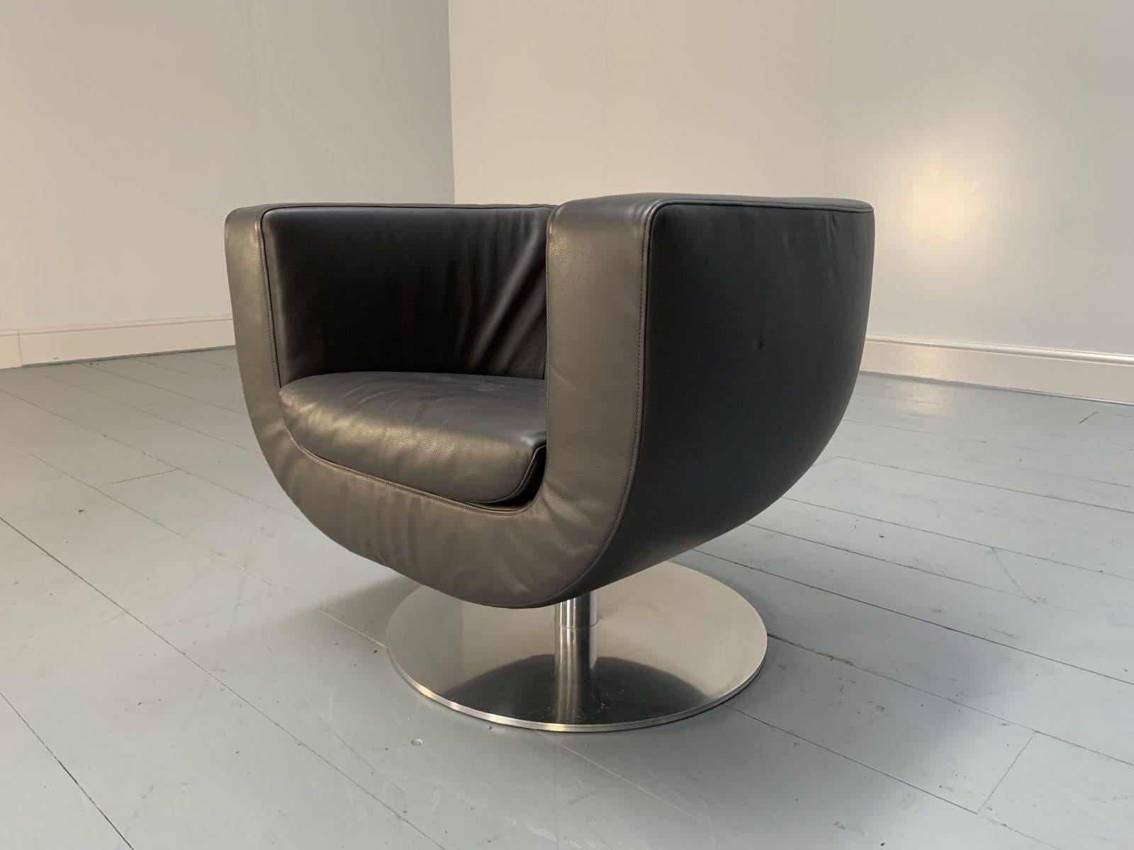 B&B Italia Tulip Chair in Dark Brown Leather In Good Condition For Sale In Barrowford, GB