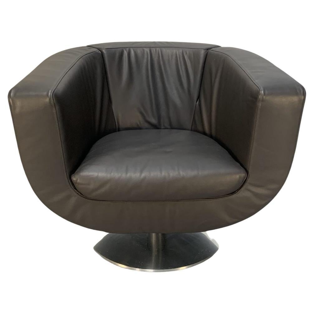 B&B Italia Tulip Chair in Dark Brown Leather