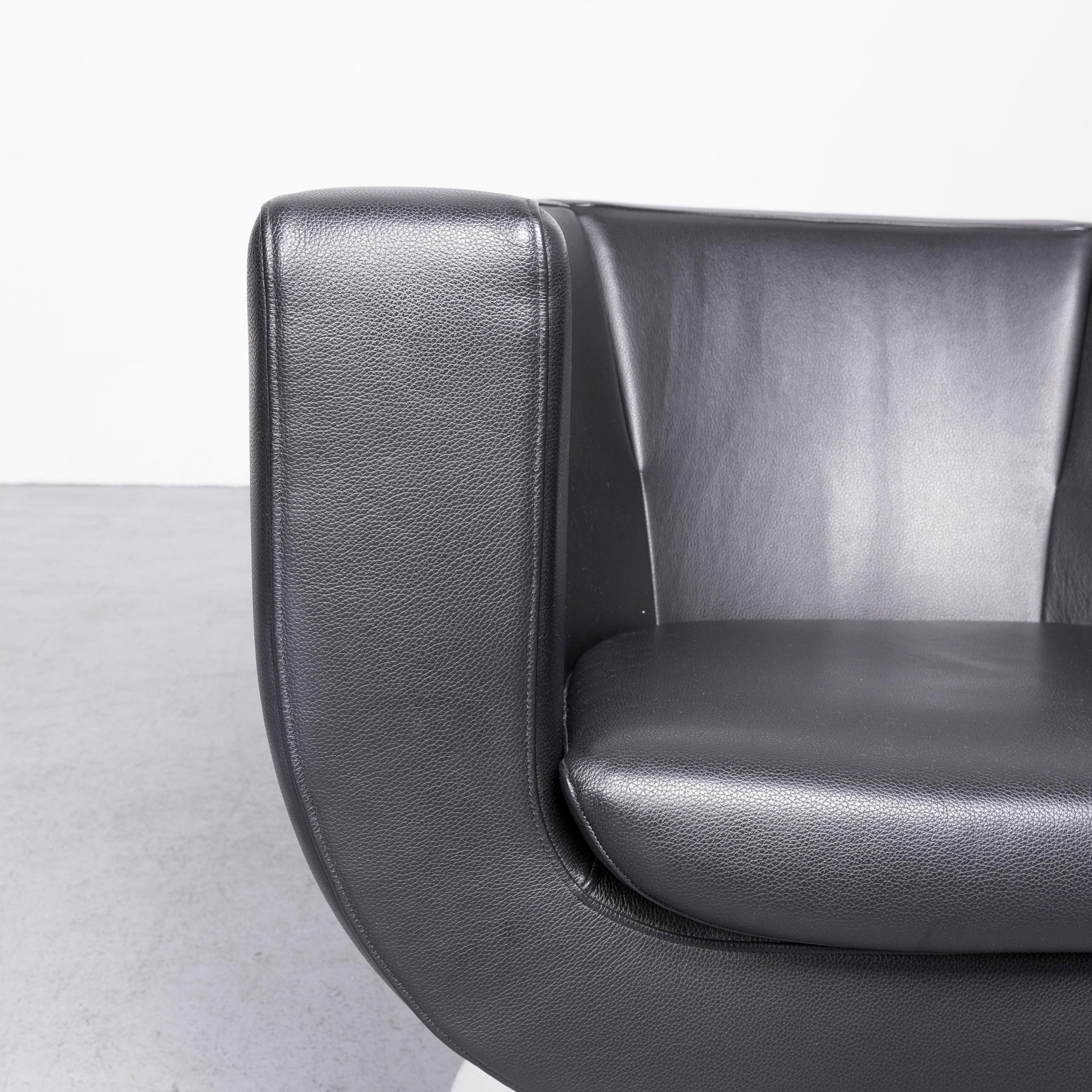 German B&B Italia Tulip Designer Leather Armchair Black Chair