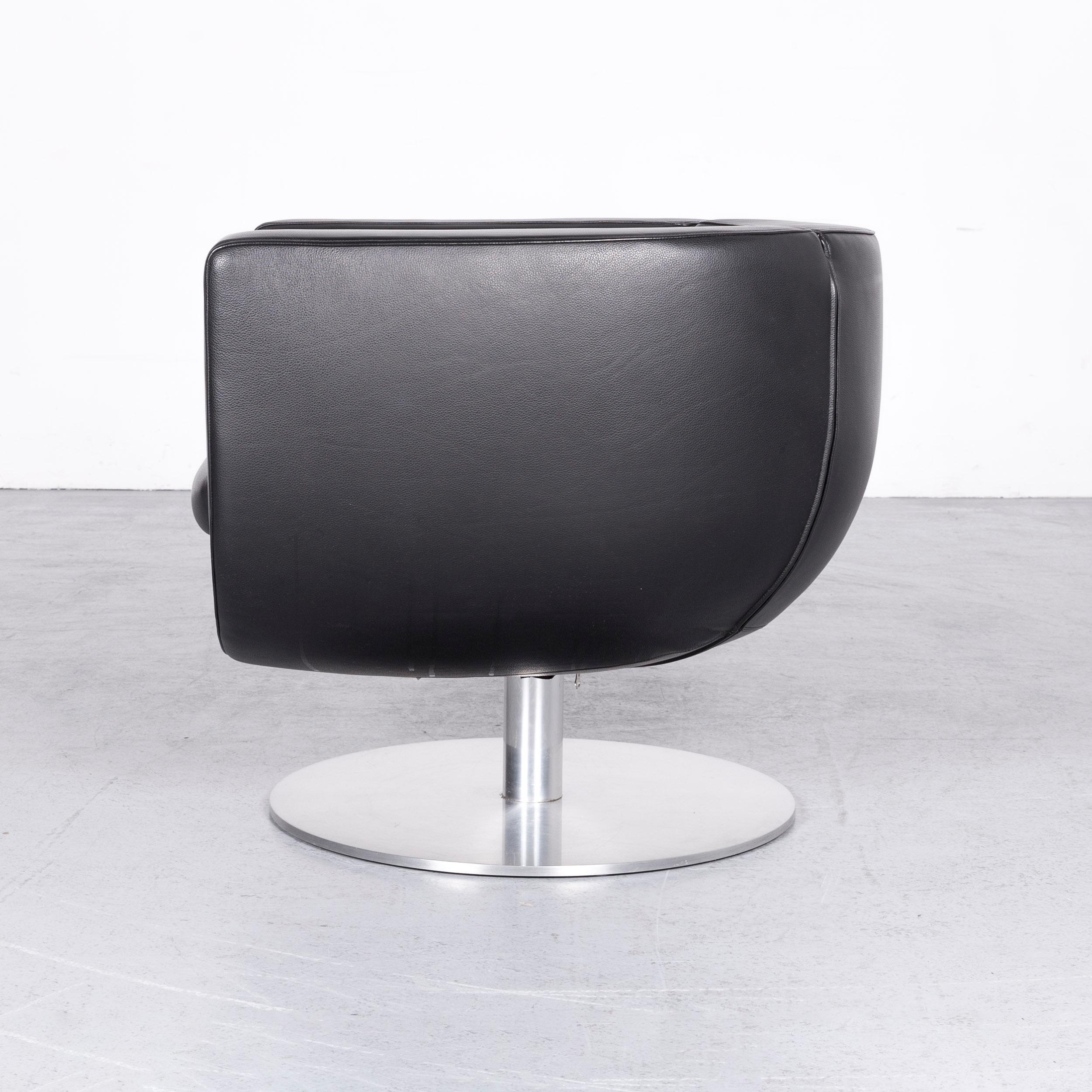 B&B Italia Tulip Designer Leather Armchair Black Chair 3