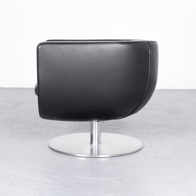B&B Italia Tulip Designer Leather Armchair Black Chair at 1stDibs