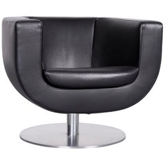 B&B Italia Tulip Designer Leather Armchair Black Chair