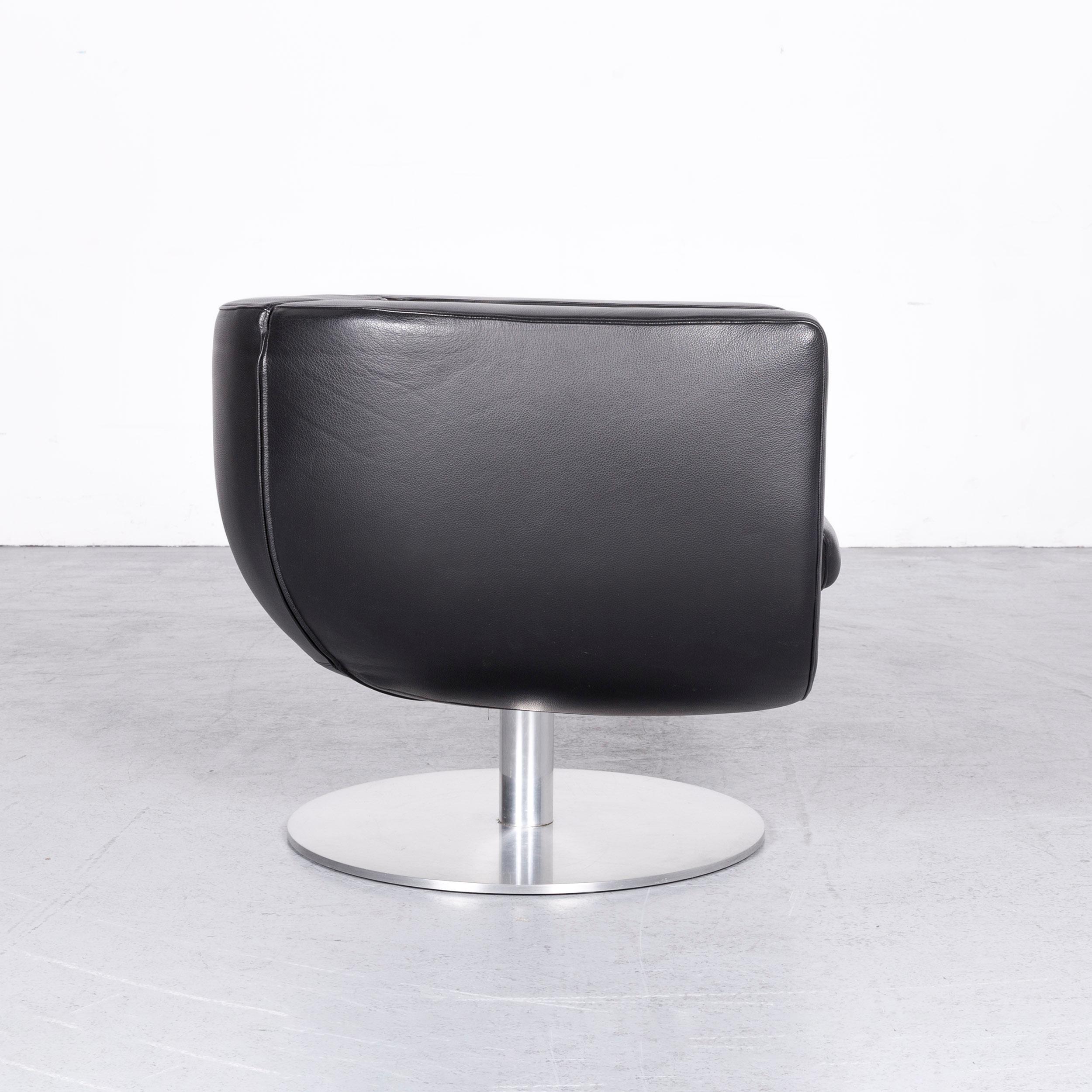 B&B Italia Tulip Designer Leather Armchair Set Black Chair  2